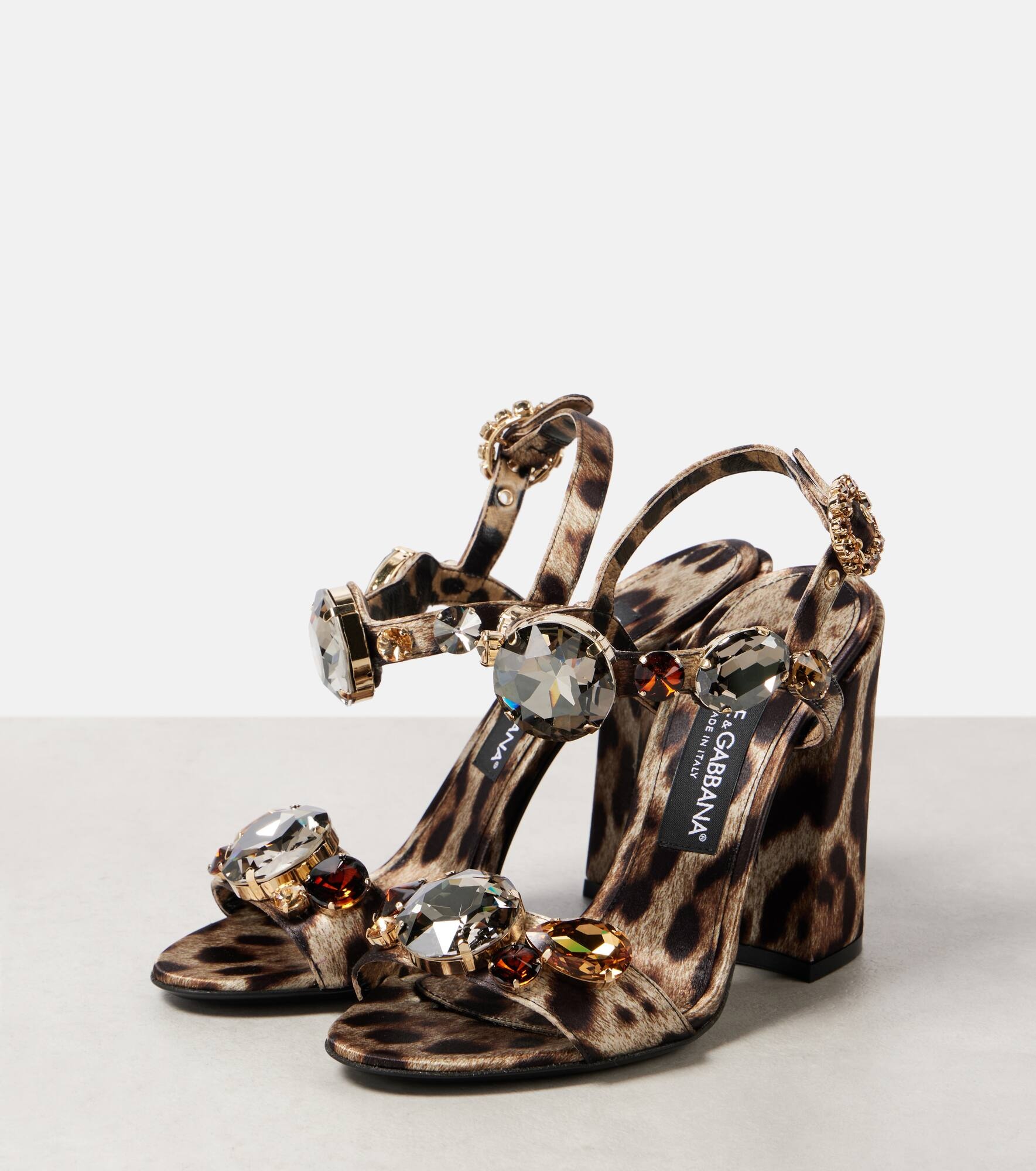 Keira 105 leopard-print satin sandals - 4