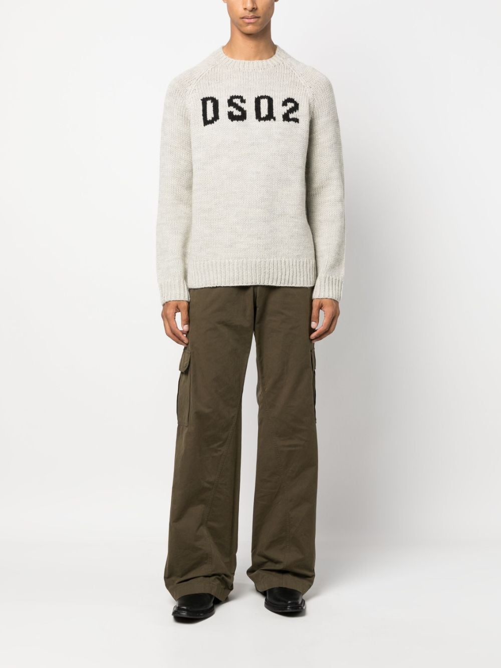 intarsia-knit logo wool jumper - 2