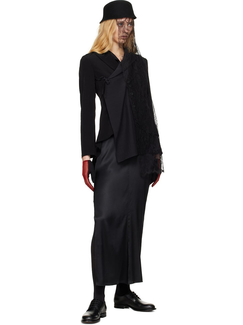 Yohji Yamamoto Black Crepe De Chine 2 Layered Wrap Blazer outlook
