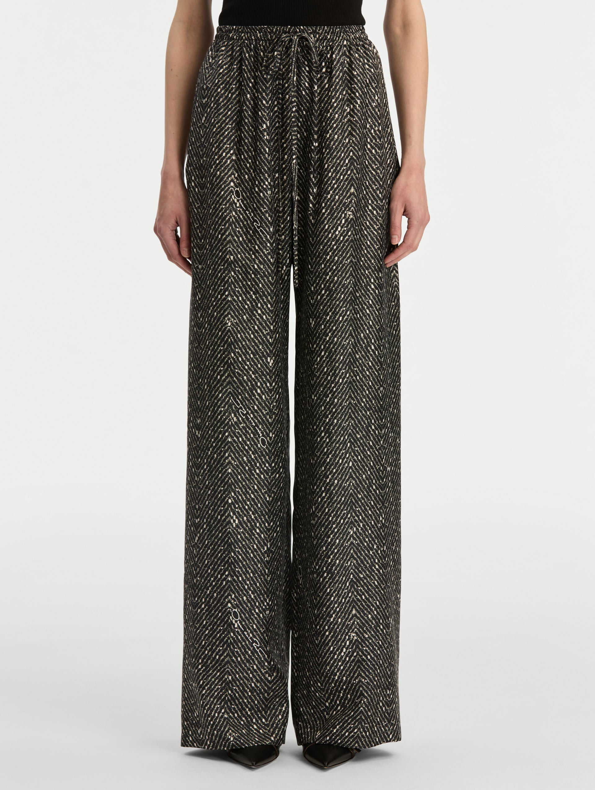 CHEVRON SILK TWILL DRAWSTRING PANT - 5