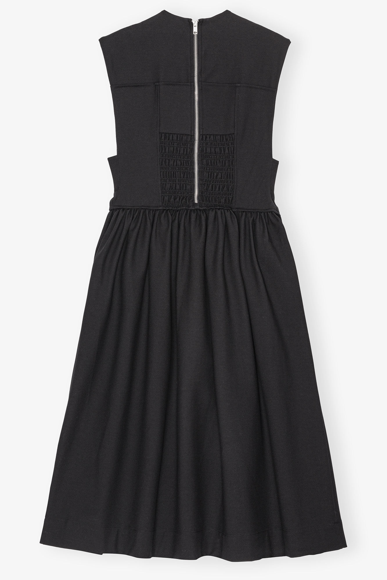 BLACK HEAVY COTTON CORSET MIDI DRESS - 6