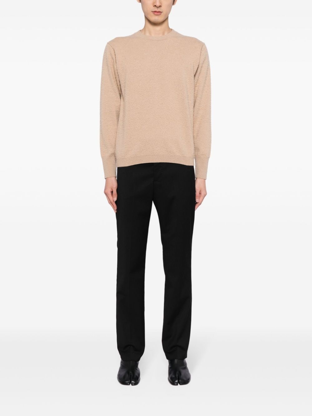logo-stitched piled-finish jumper - 2