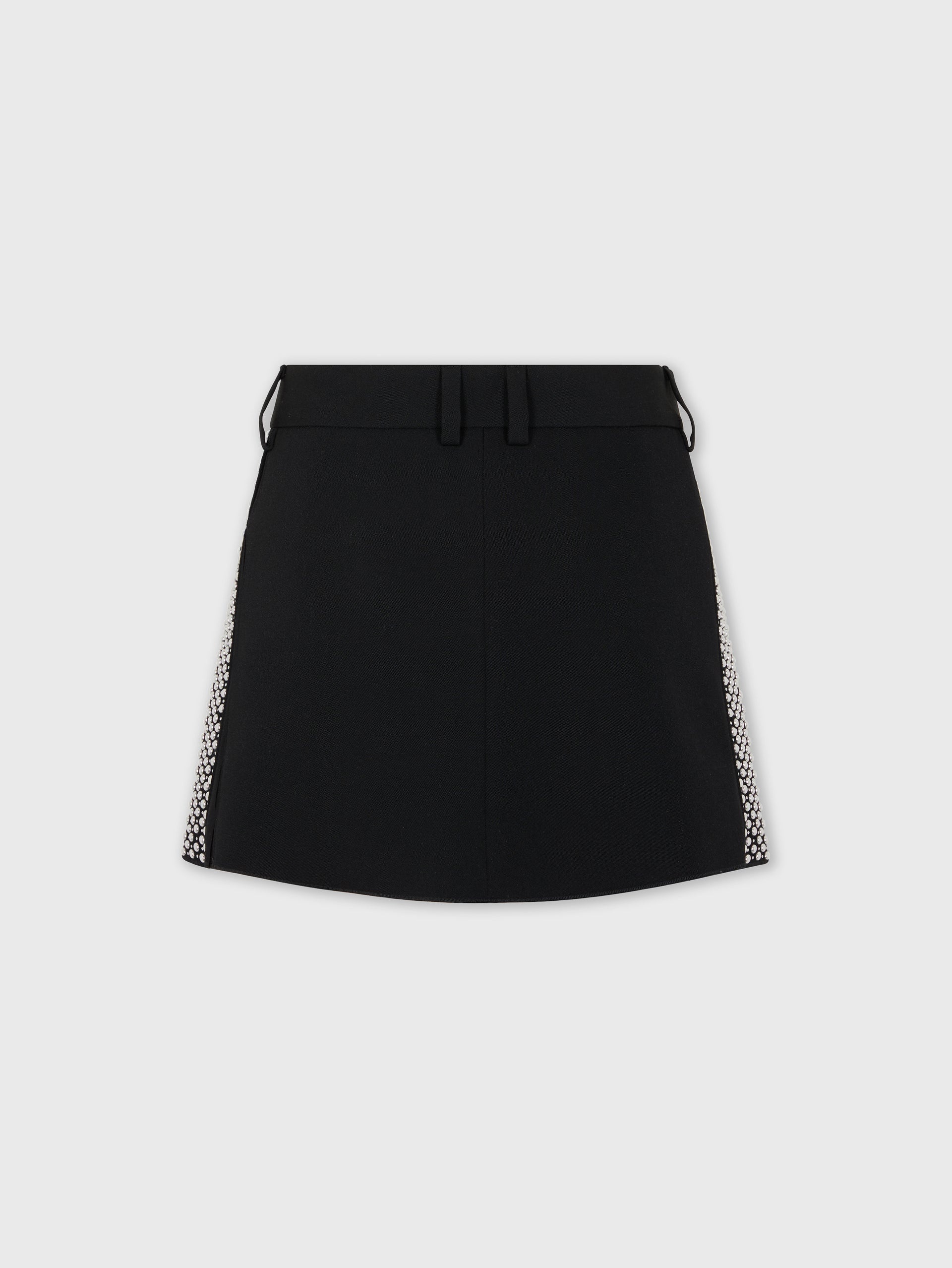 EMBROIDERED MINI SKIRT IN WOOL GRAIN DE POUDRE - 2