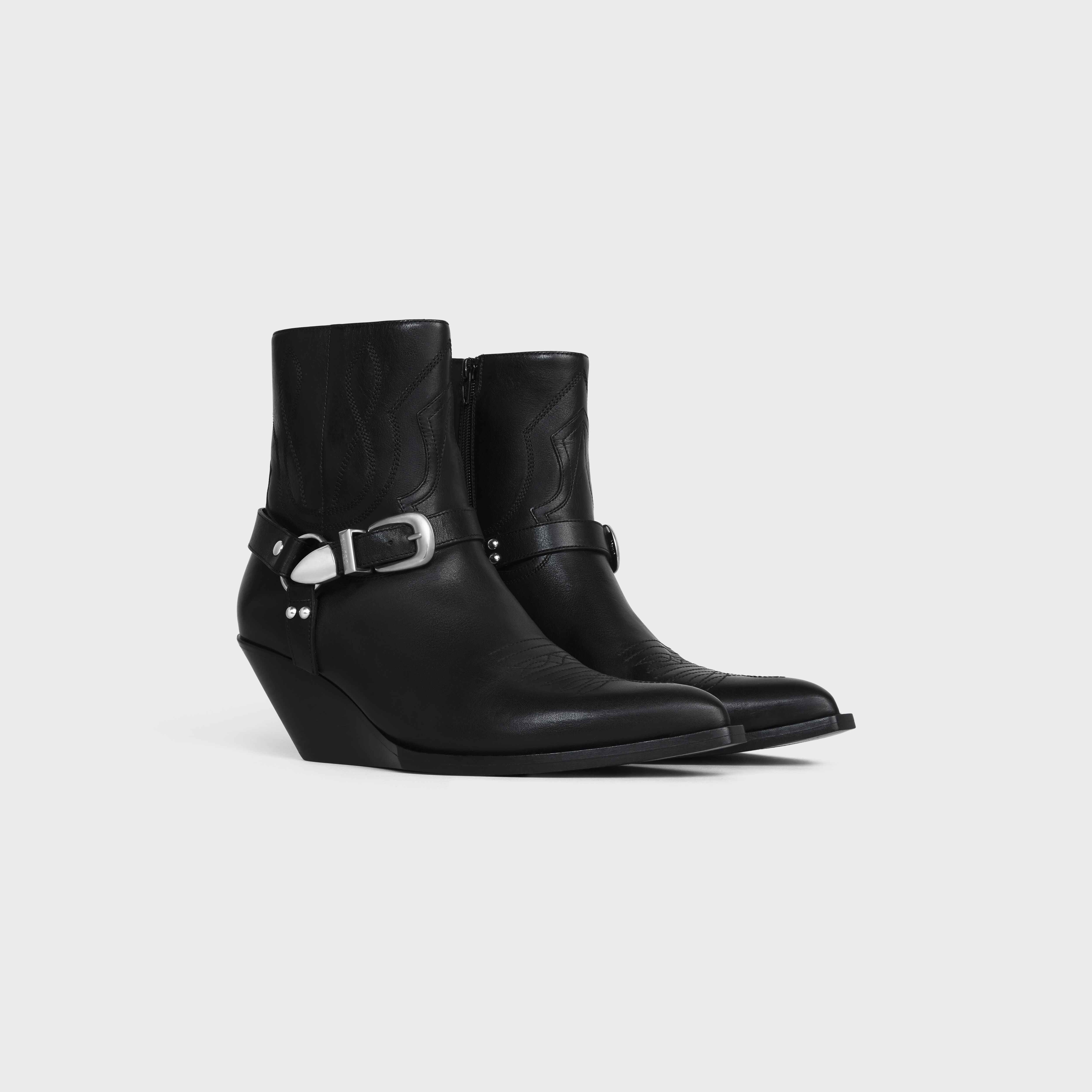 CELINE CELINE MOON ZIPPED BOOTS WITH HARNESS in Calfskin