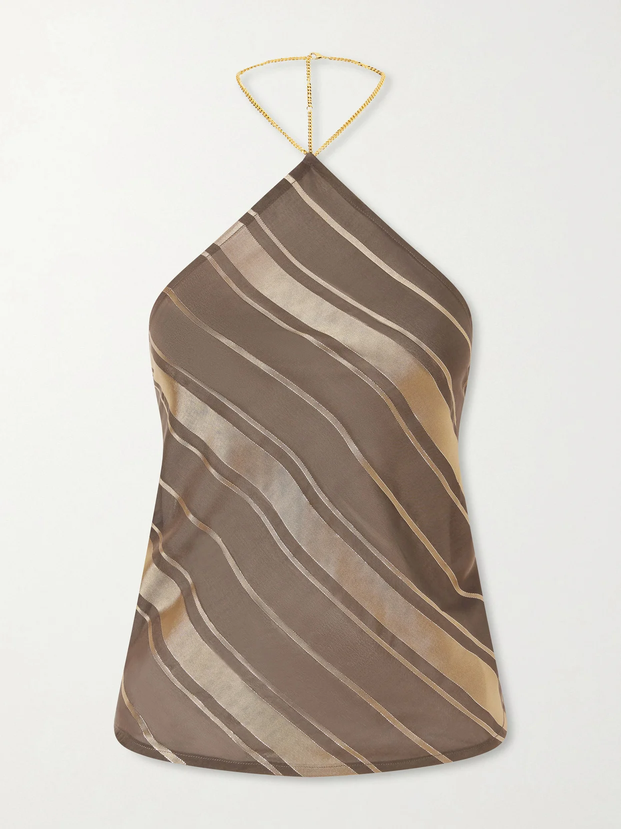 Striped Open-back Satin Tank - 1