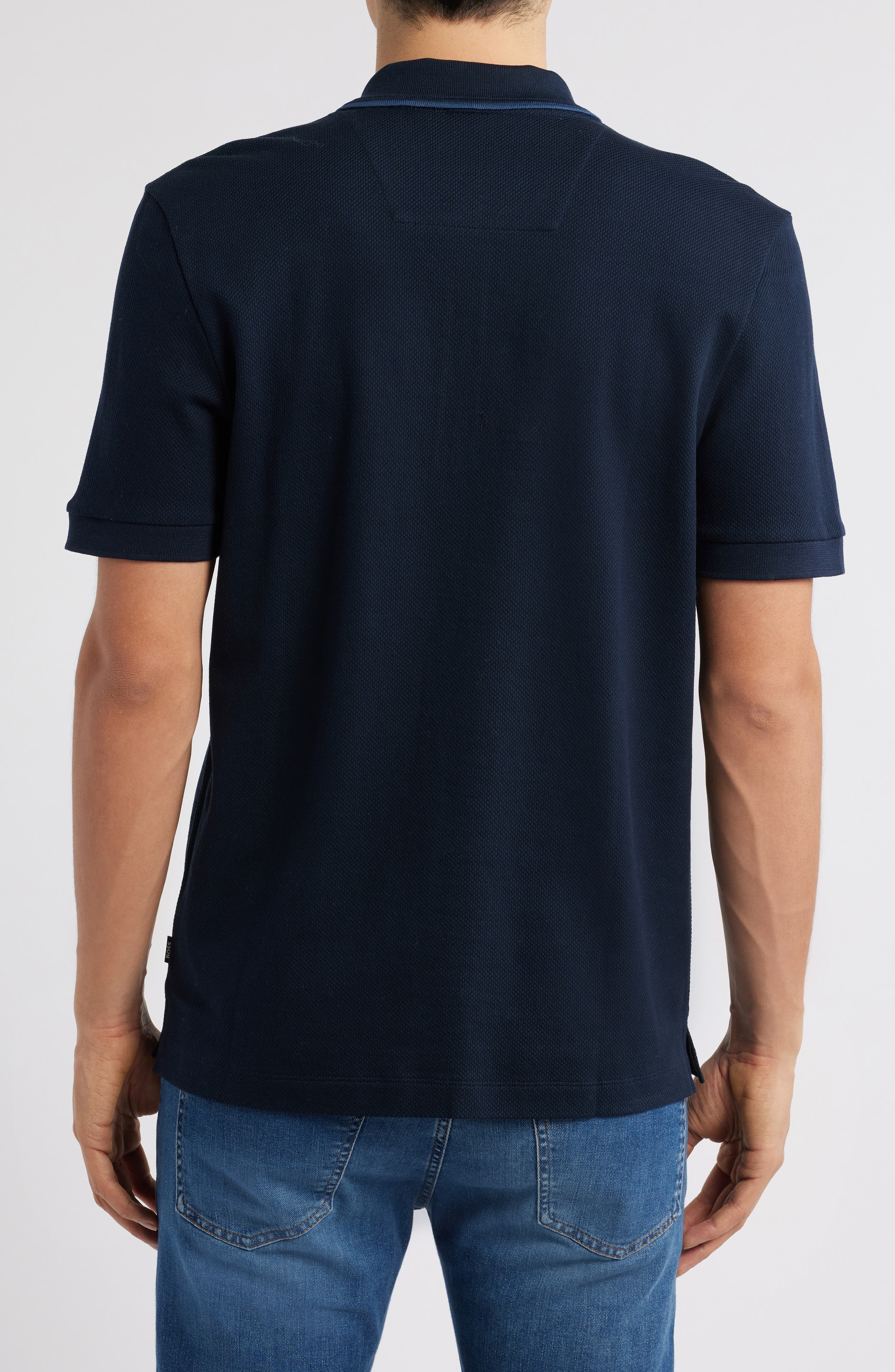 BOSS Paras Quarter Zip Cotton Polo in Dark Blue at Nordstrom - 2