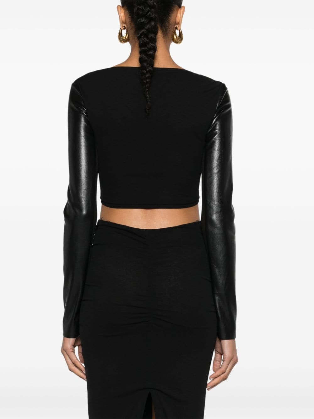 scoop-neck ruched crop top - 4