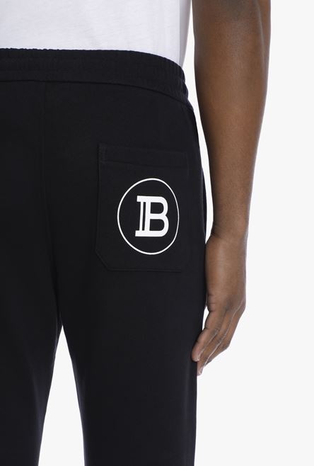 Black eco-designed cotton sweatpants with white Balmain Paris logo - 5