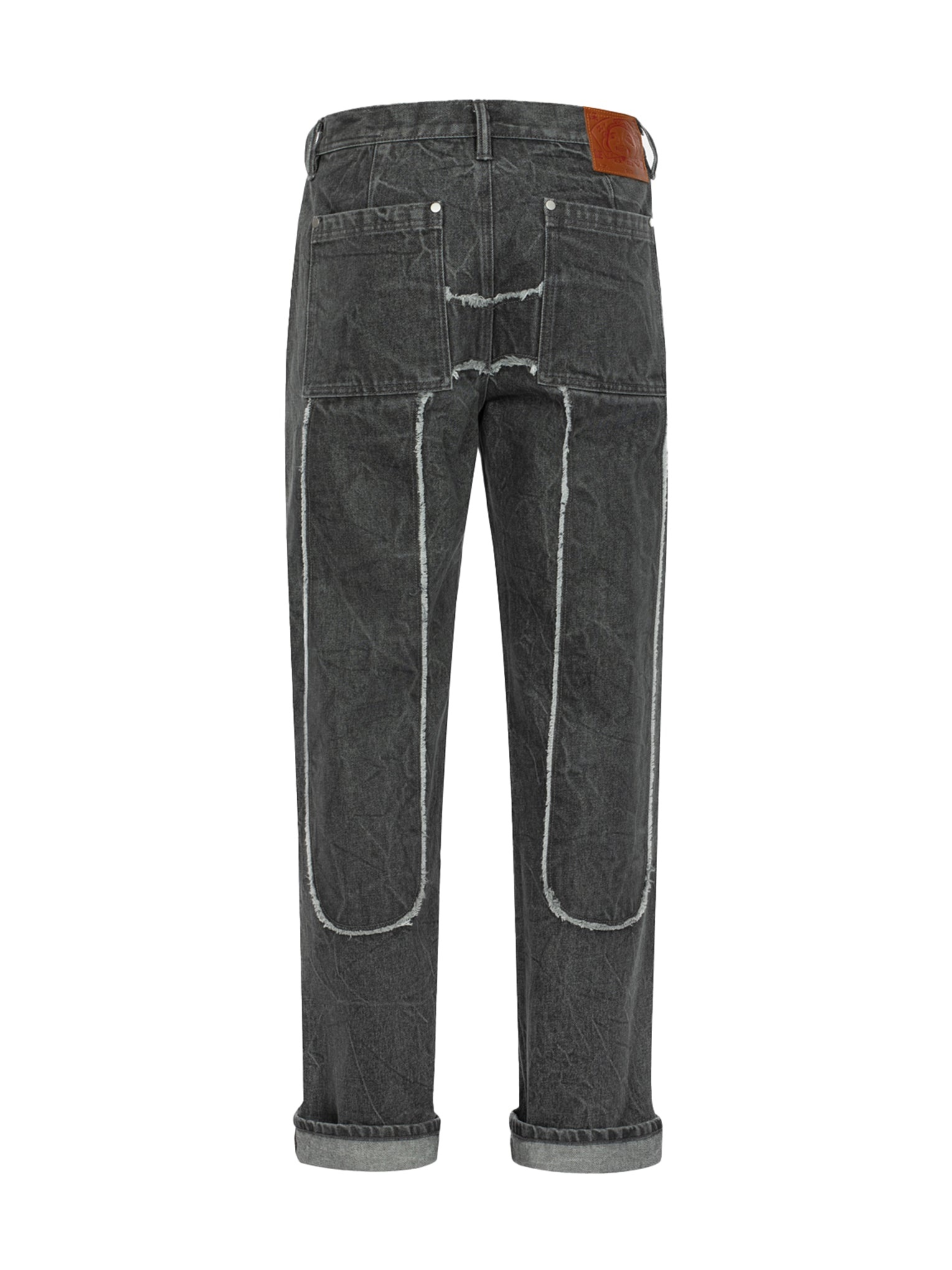 Daicock with Fringed Edges Baggy Fit Work Jeans - 10