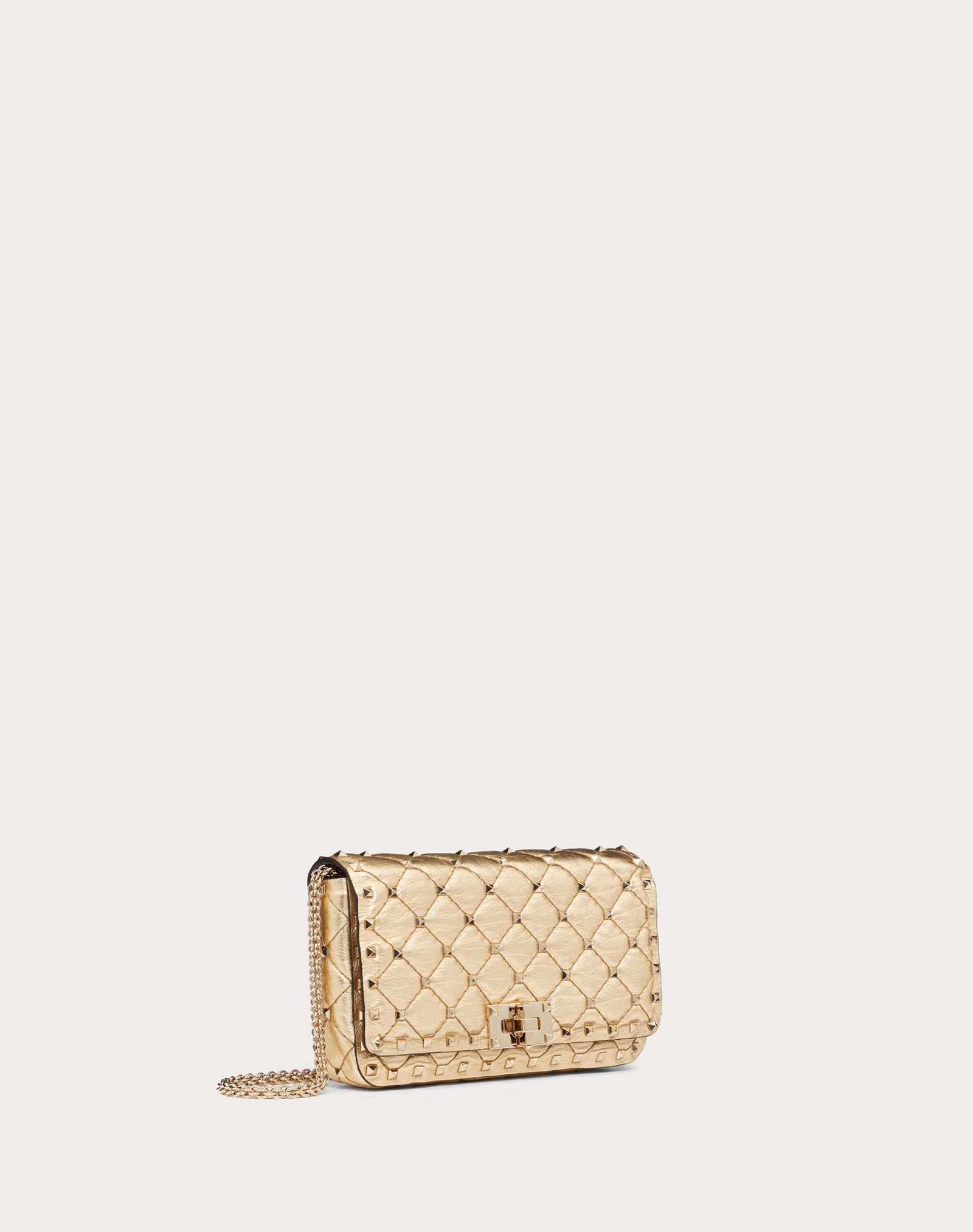 Small Rockstud Spike Metallic Nappa Chain Bag - 2