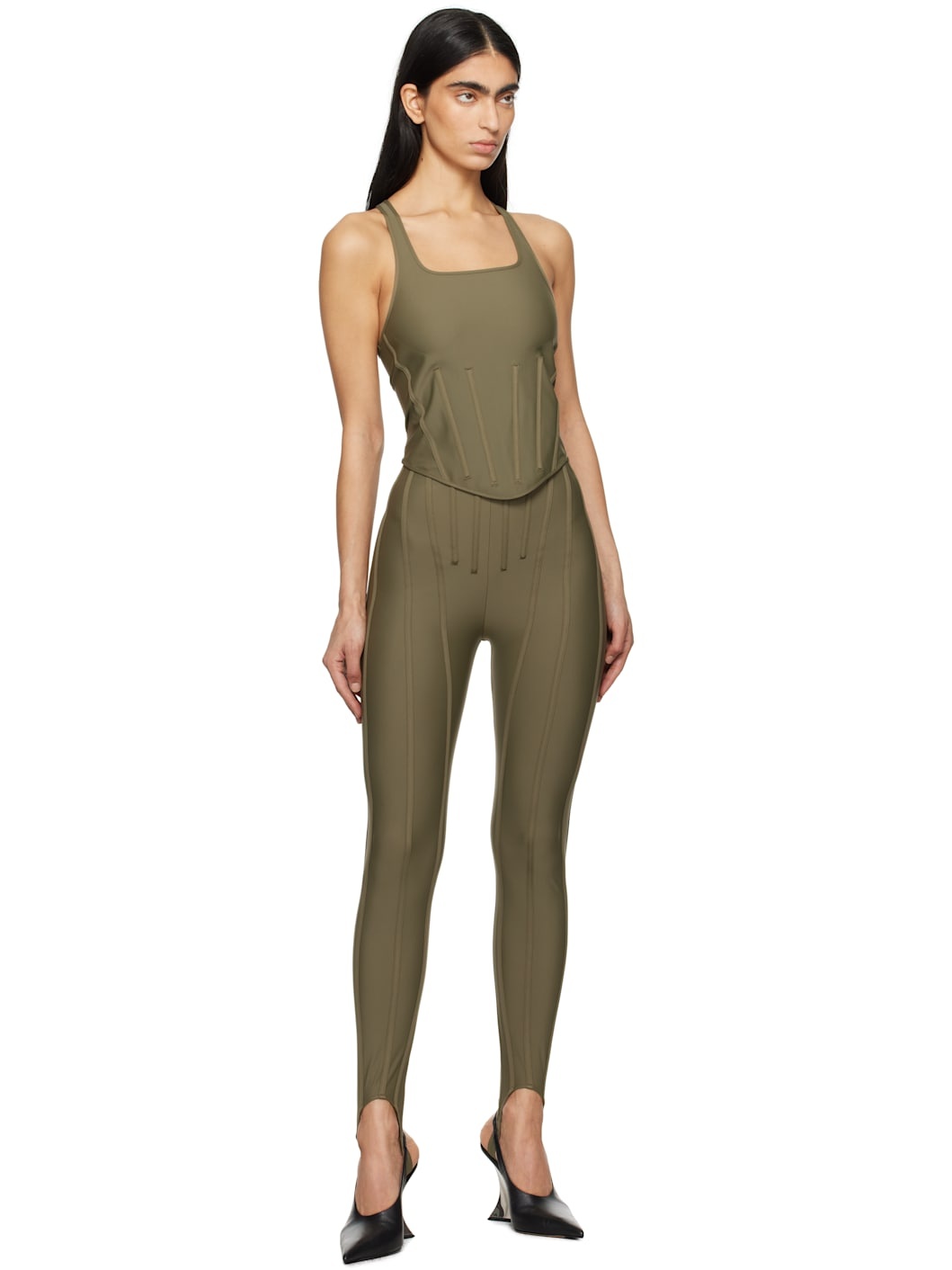 Khaki Corseted Tank Top - 4
