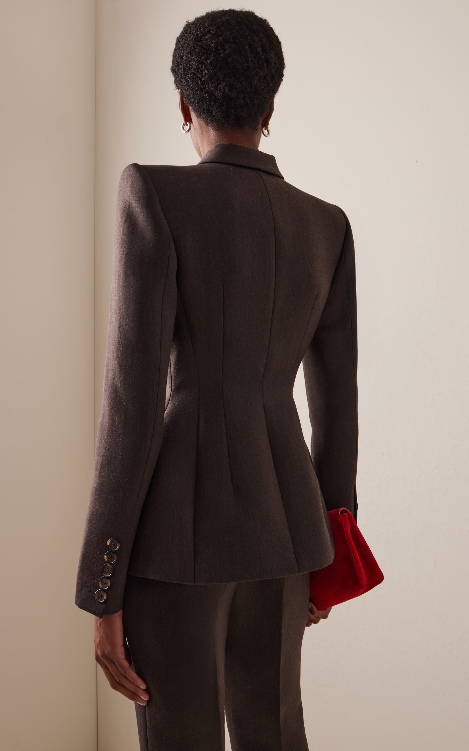 Sculpted Double-Breasted Blazer brown - 4