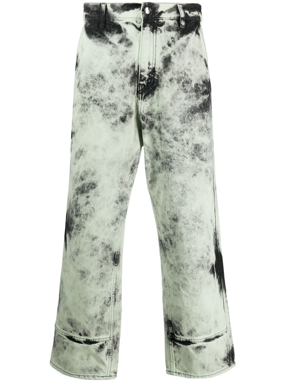 bleached-effect wide-leg jeans - 1