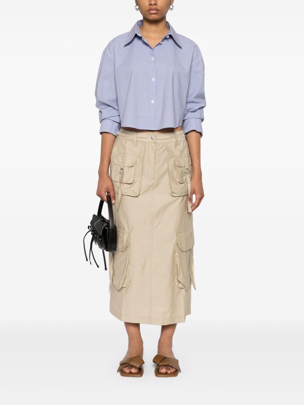 striped cropped cotton shirt - 2