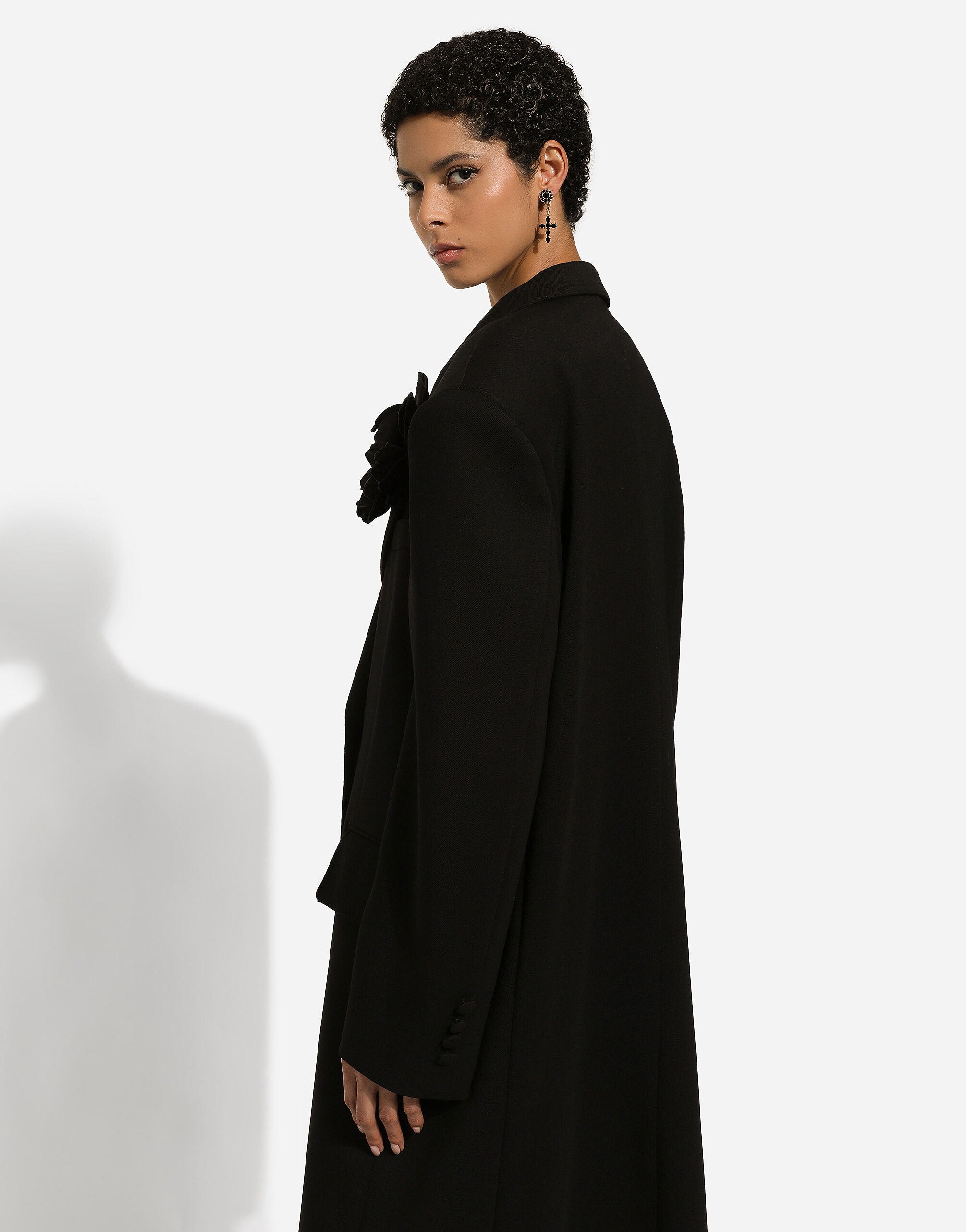 Oversize double-breasted coat in wool crepe - 6