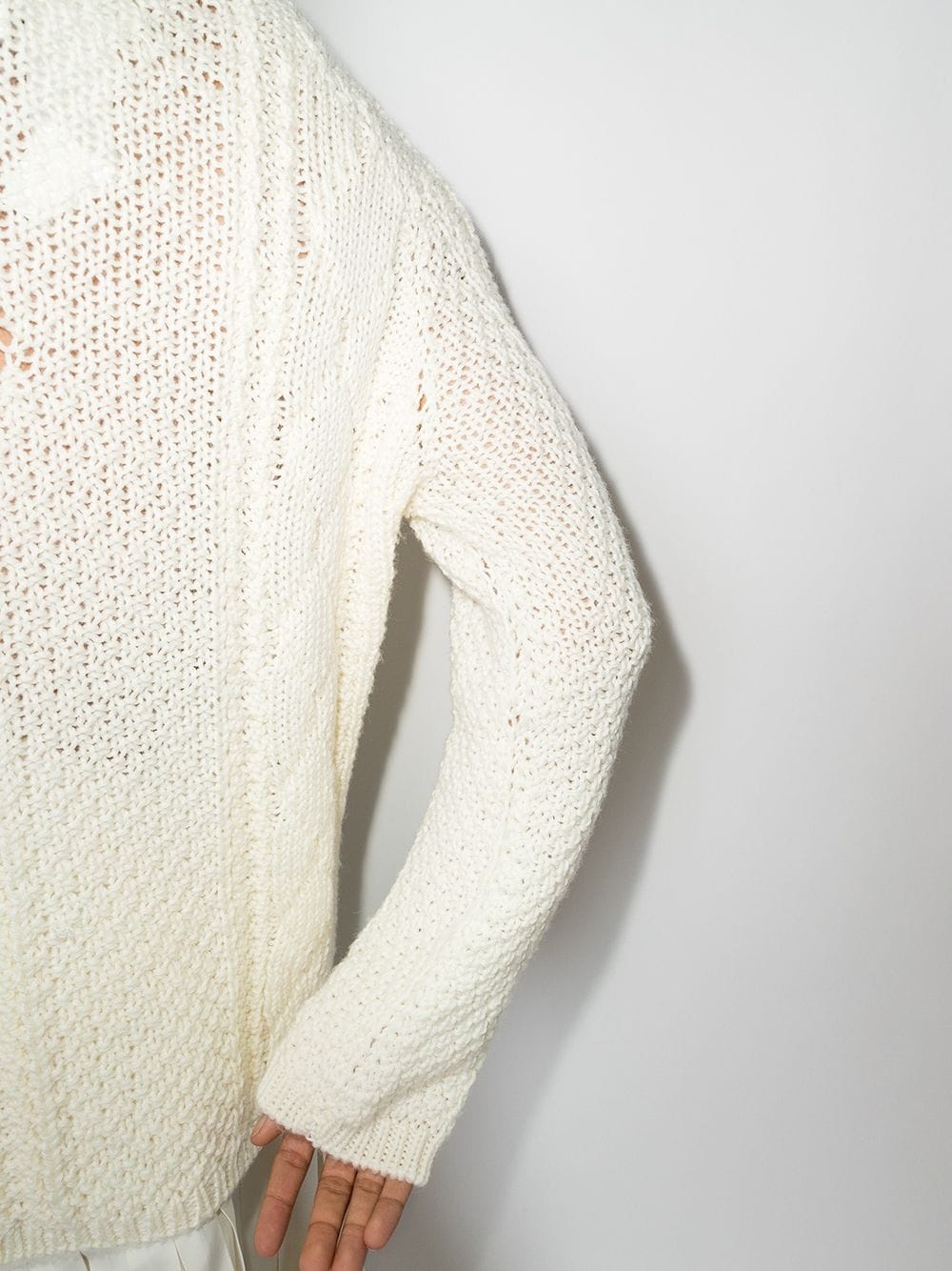 distressed-finish cable-knit jumper - 4