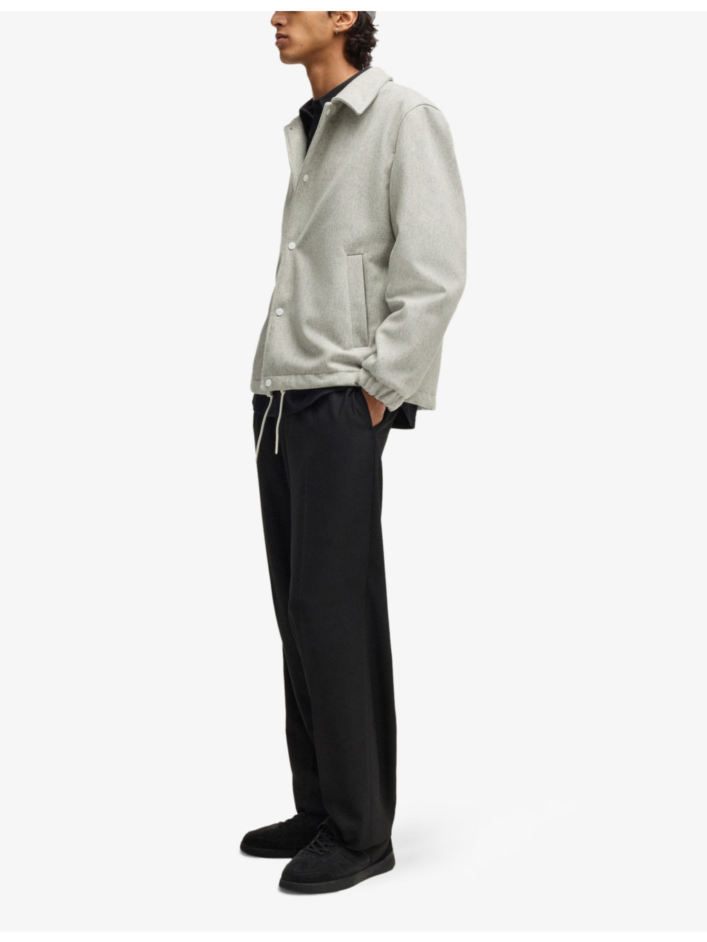 Branded stand-collar wool-blend jacket - 2