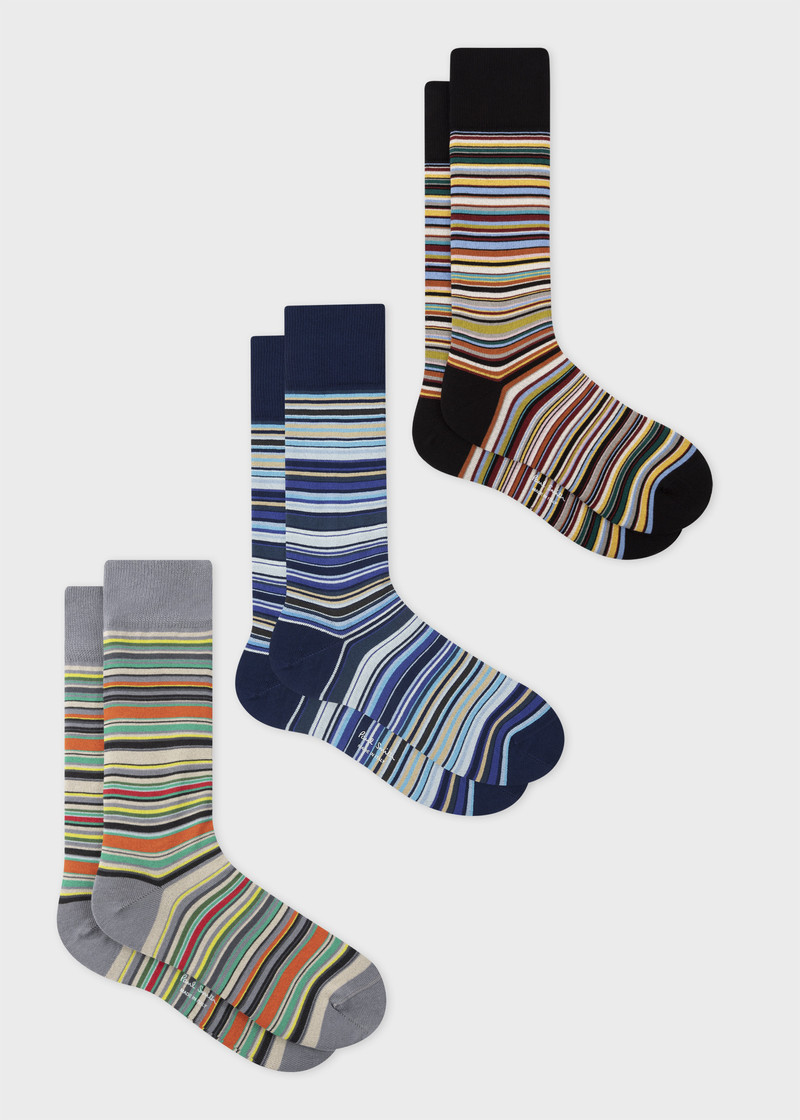 Paul Smith 'Signature Stripe' Socks Three Pack Cracker Set outlook