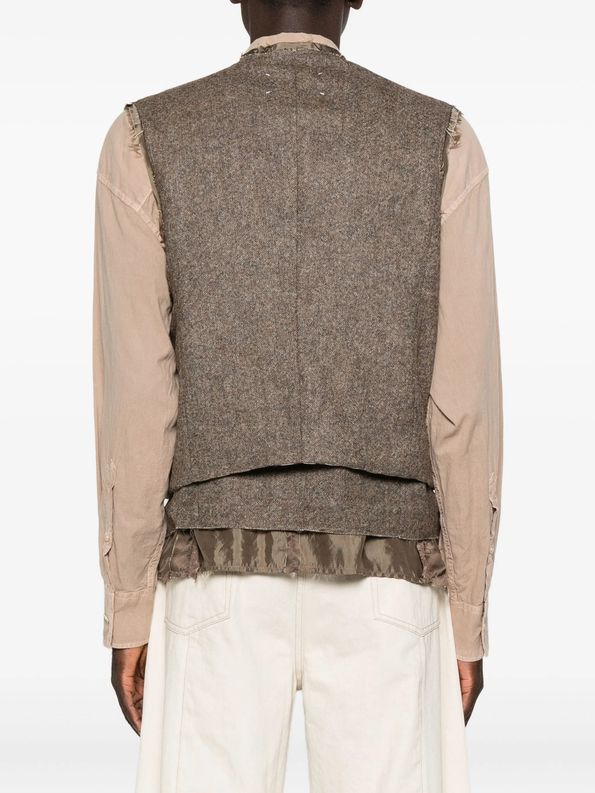 Maison Margiela Pocket-detail Frayed-edge Gilet - 3