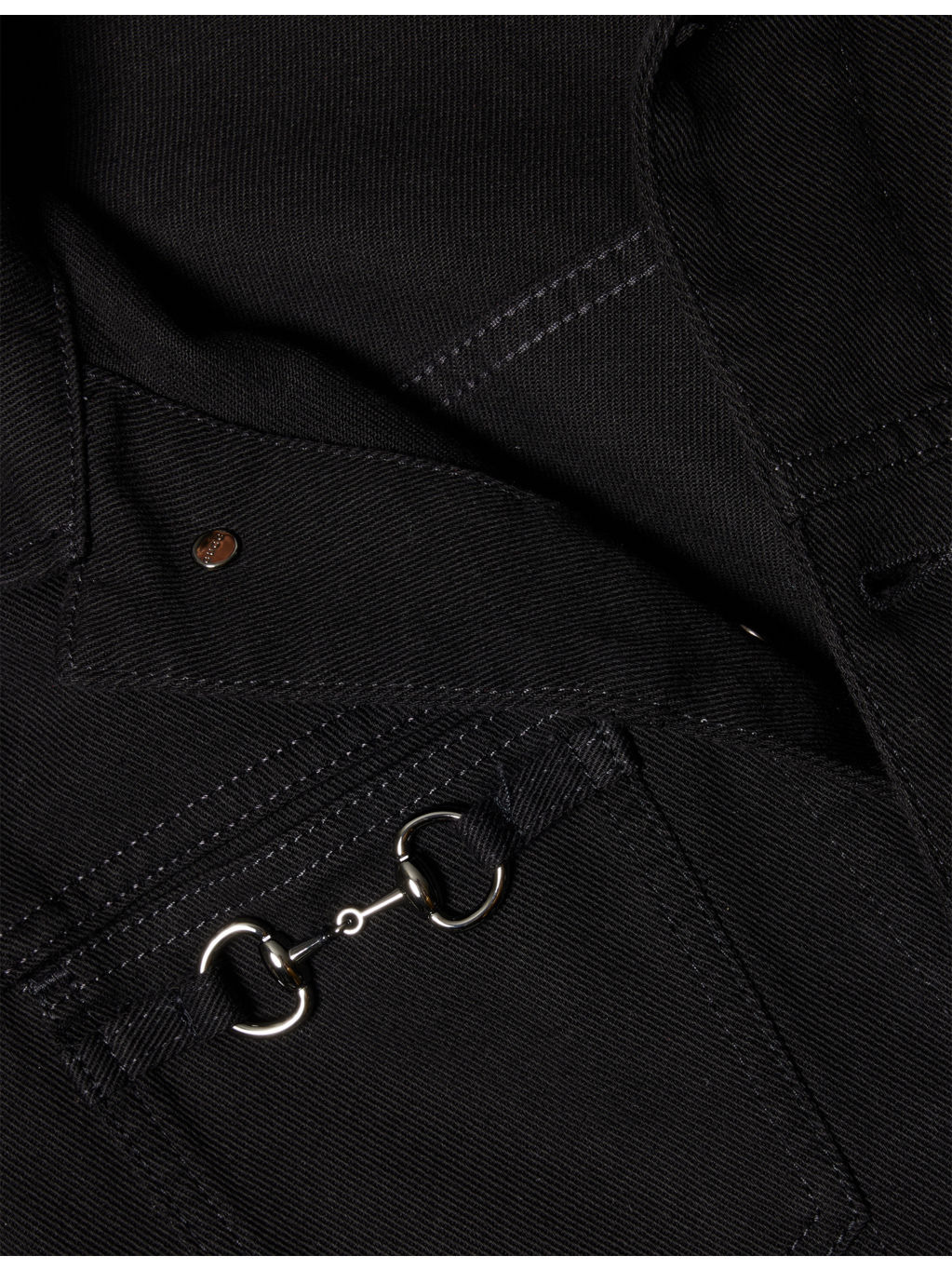 Horsebit-Buckle Long-Sleeve Denim Jacket - 6
