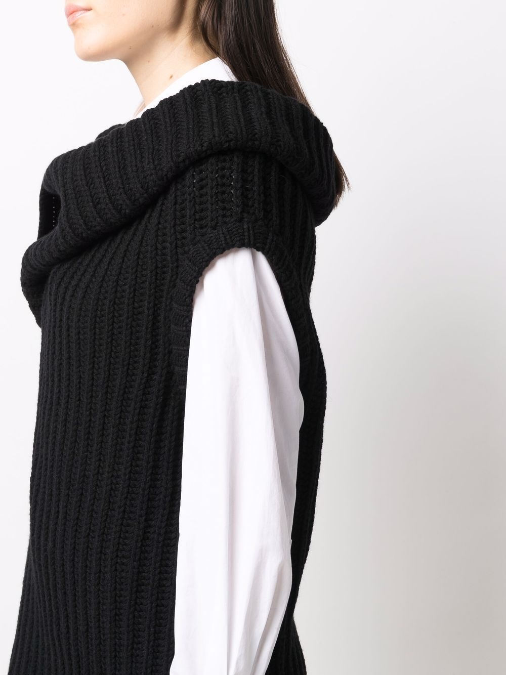 asymmetric ribbed-knit wool top - 5