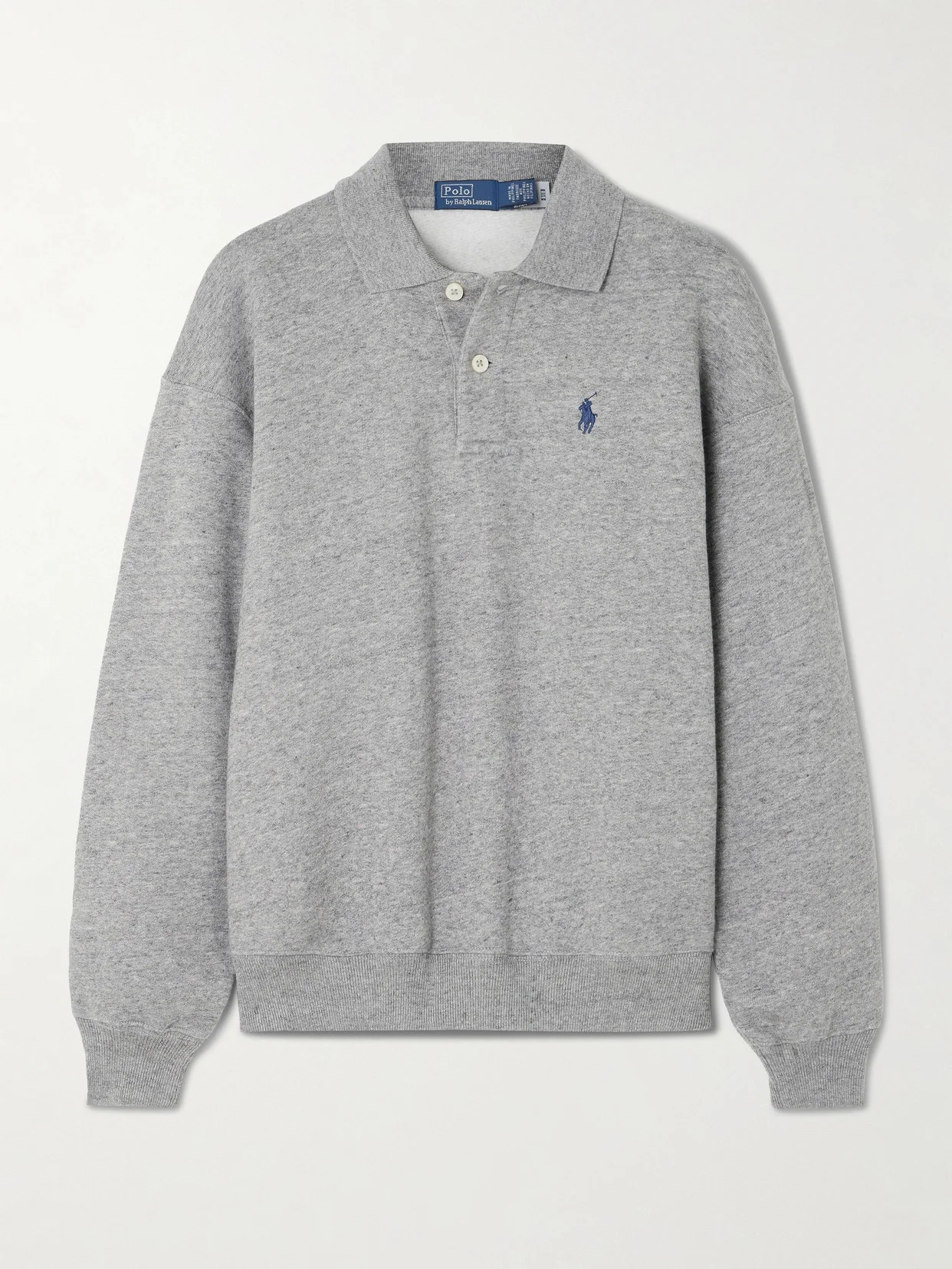 Embroidered Cotton-blend Jersey Polo Sweatshirt - 1