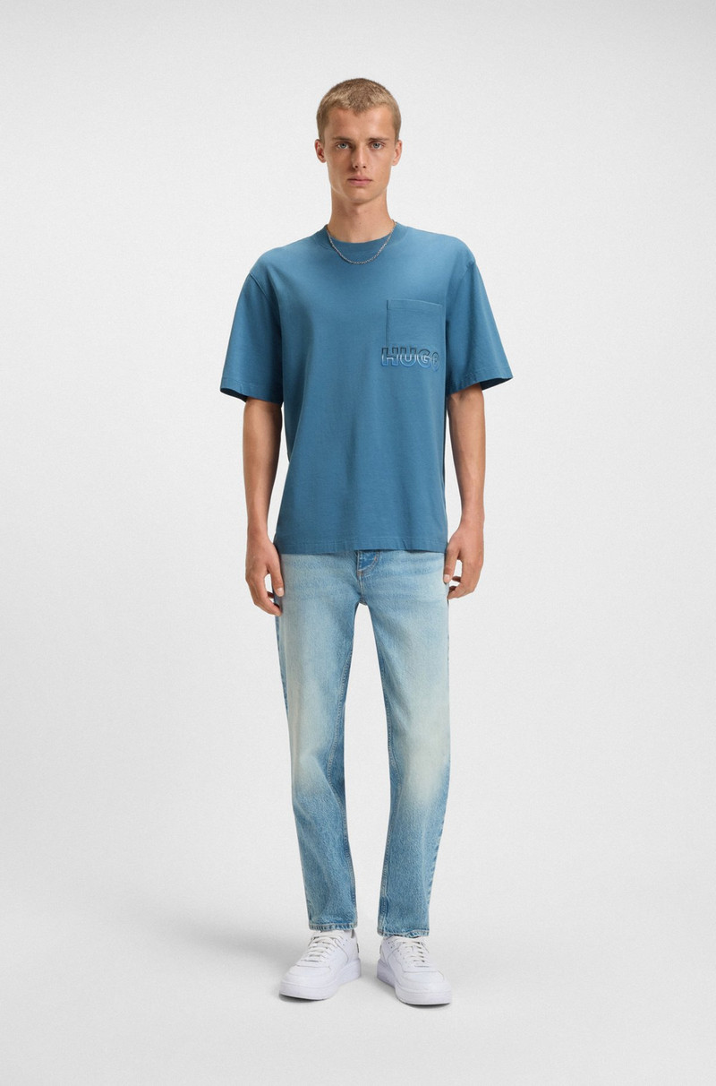 HUGO COTTON-JERSEY T-SHIRT WITH REVERSE-LOGO EMBROIDERY outlook