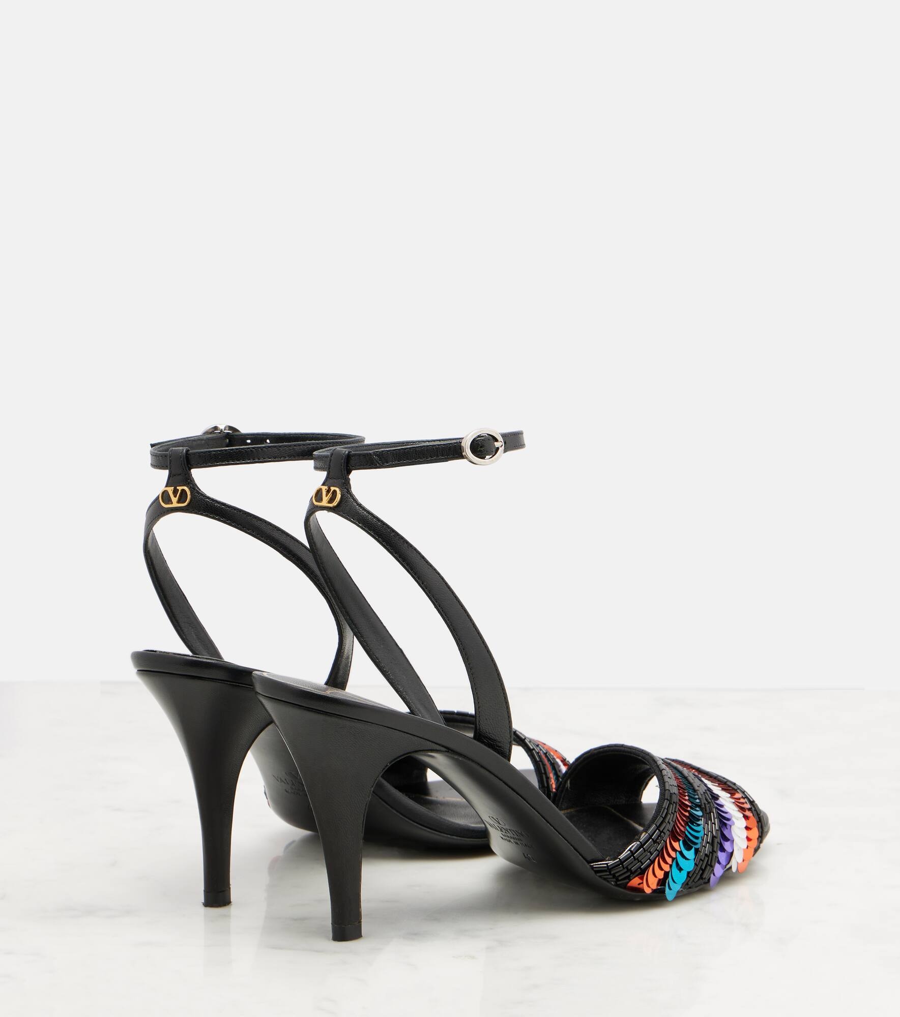 Sequined leather sandals - 2