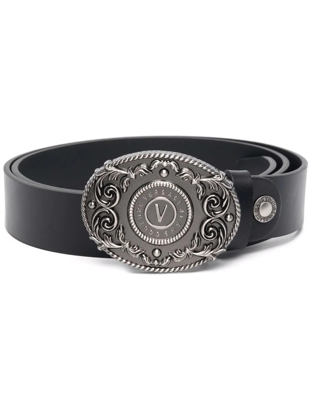 engraved-logo buckle belt - 1