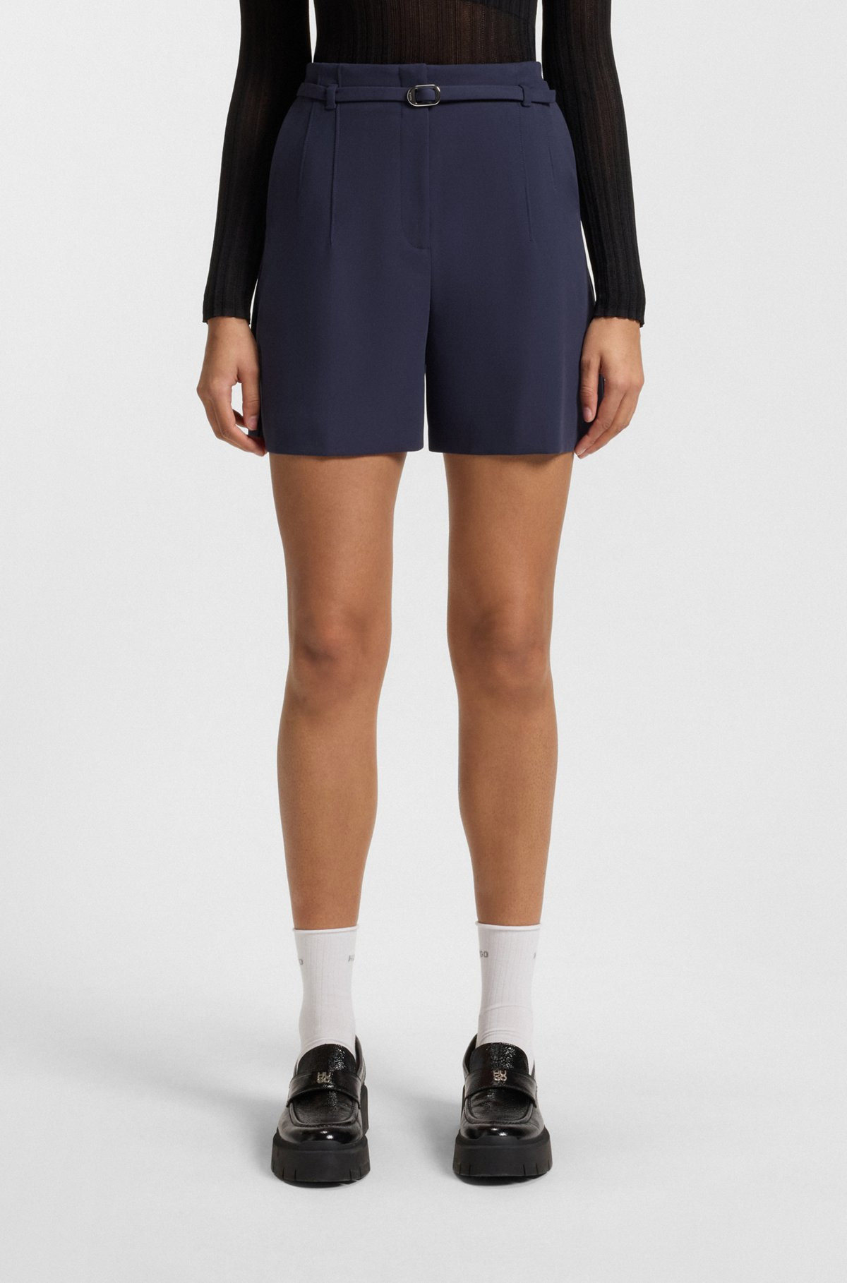 REGULAR-FIT SHORTS WITH BUCKLED BELT - 2