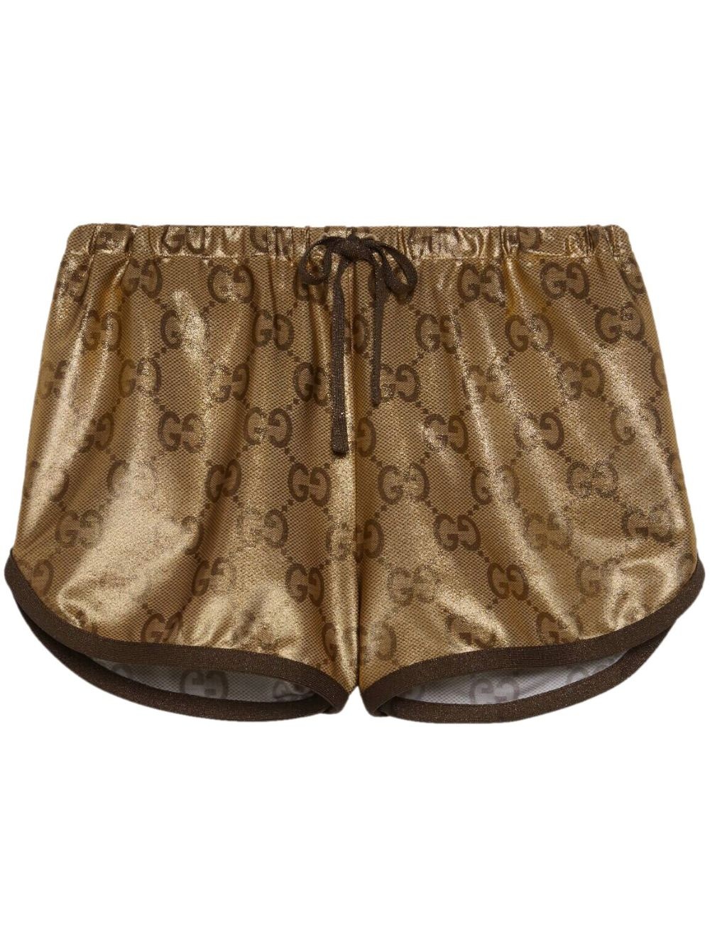 metallic monogram drawstring shorts - 1