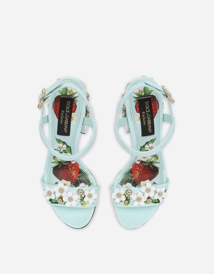 Patent leather sandals with embroidery and studs - 4