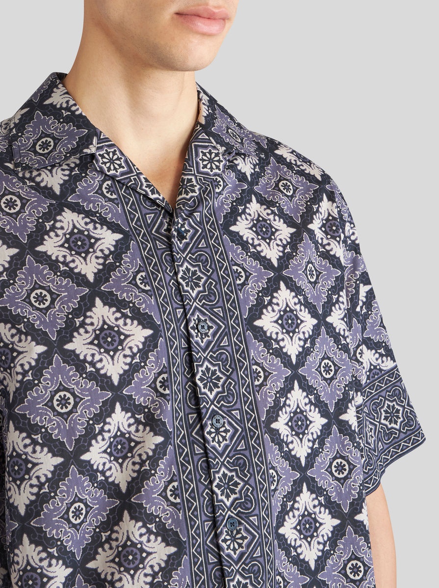 PRINTED COTTON BOWLING SHIRT - 3