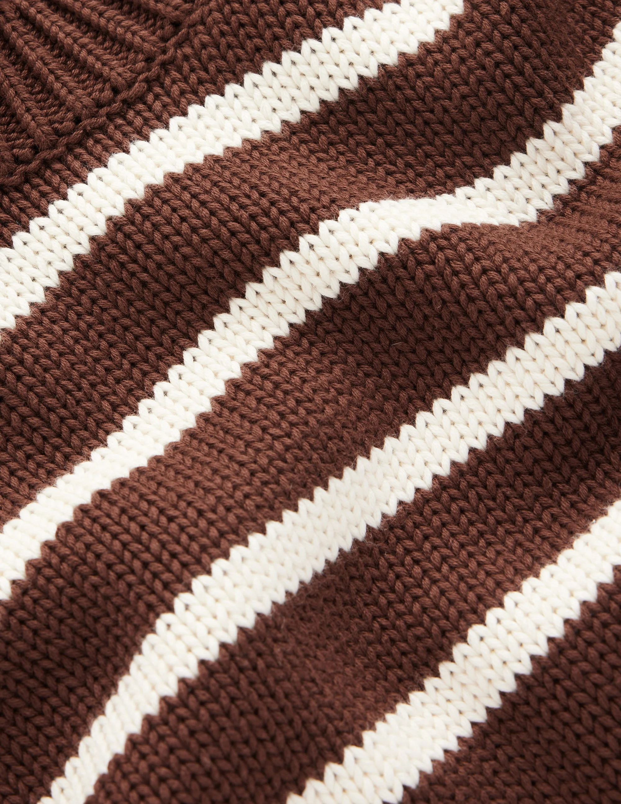 Lucy Chunky Cotton Sweater-brown, ivory stripe - 1