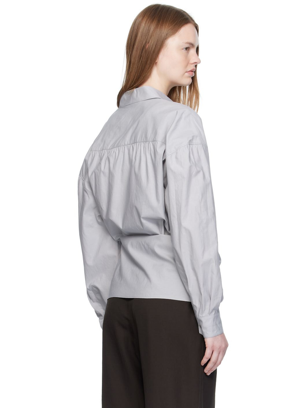 Blue Straight Collar Twisted Shirt - 3