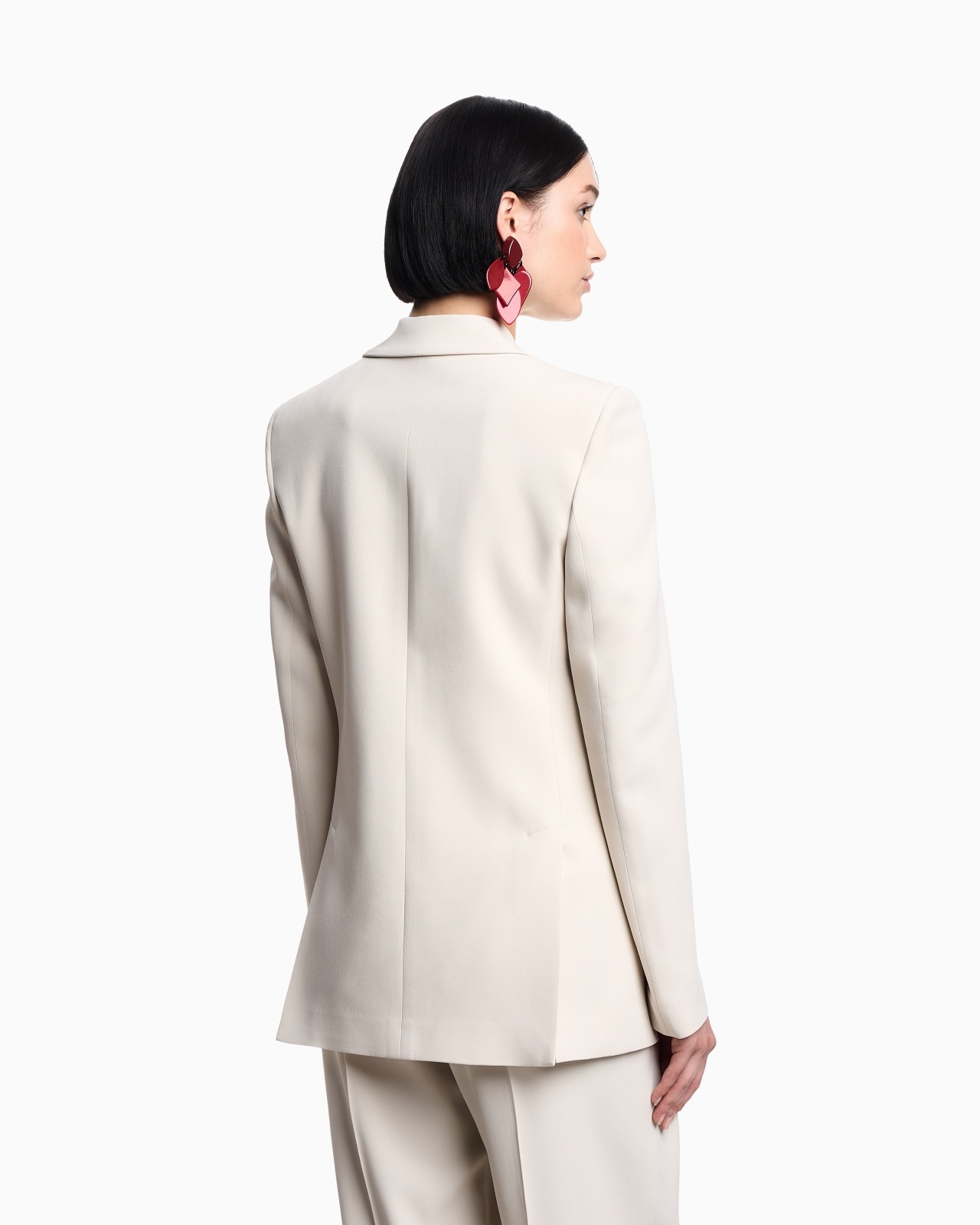 SINGLE-BREASTED BLAZER IN ENVERS SATIN WITH JEU DE CARTES DETAIL - 3