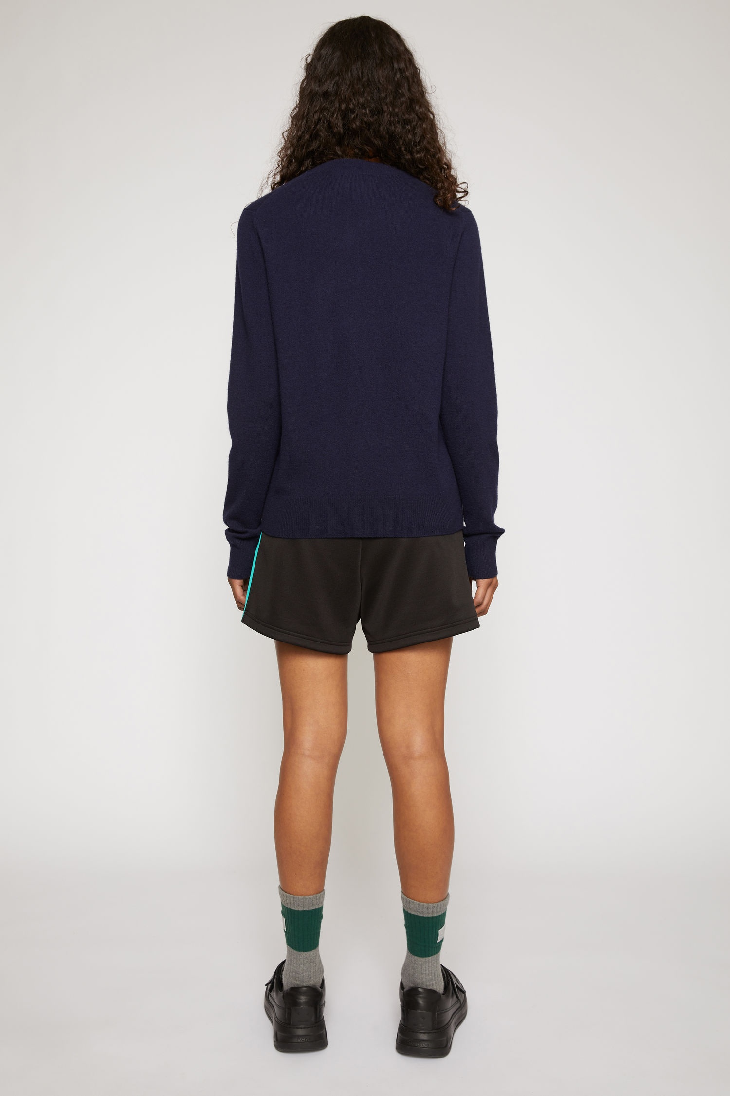 Wool crew neck sweater navy/pink - 3