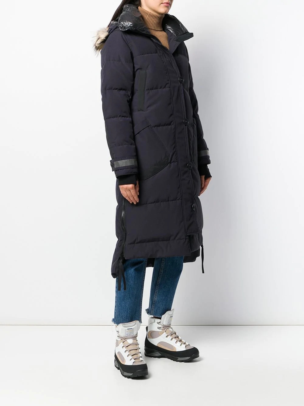 hooded longline puffer jacket - 3