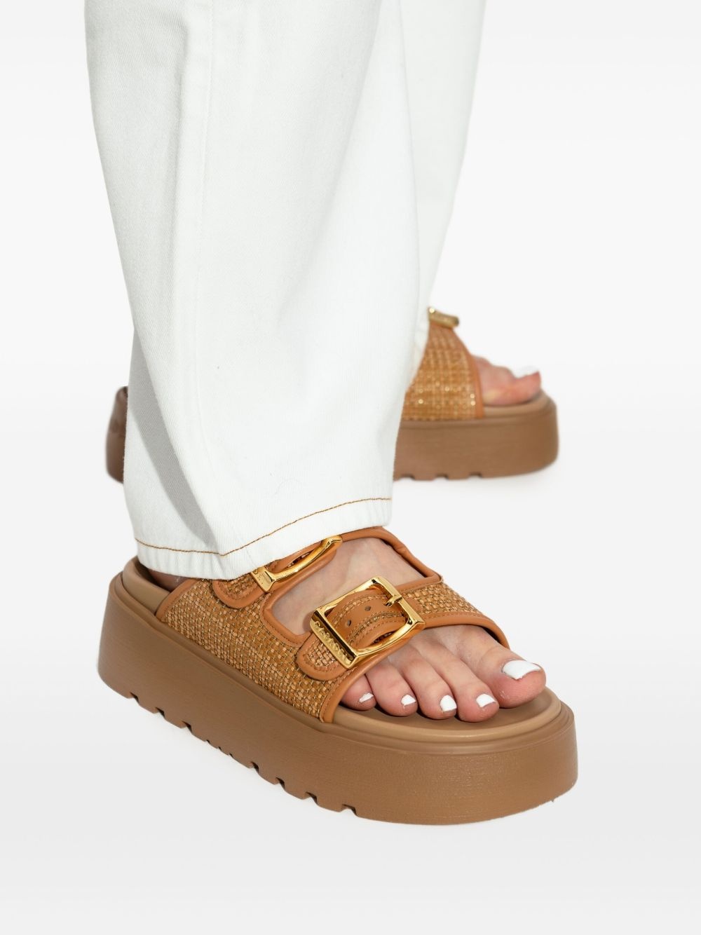 logo platform sandals - 5