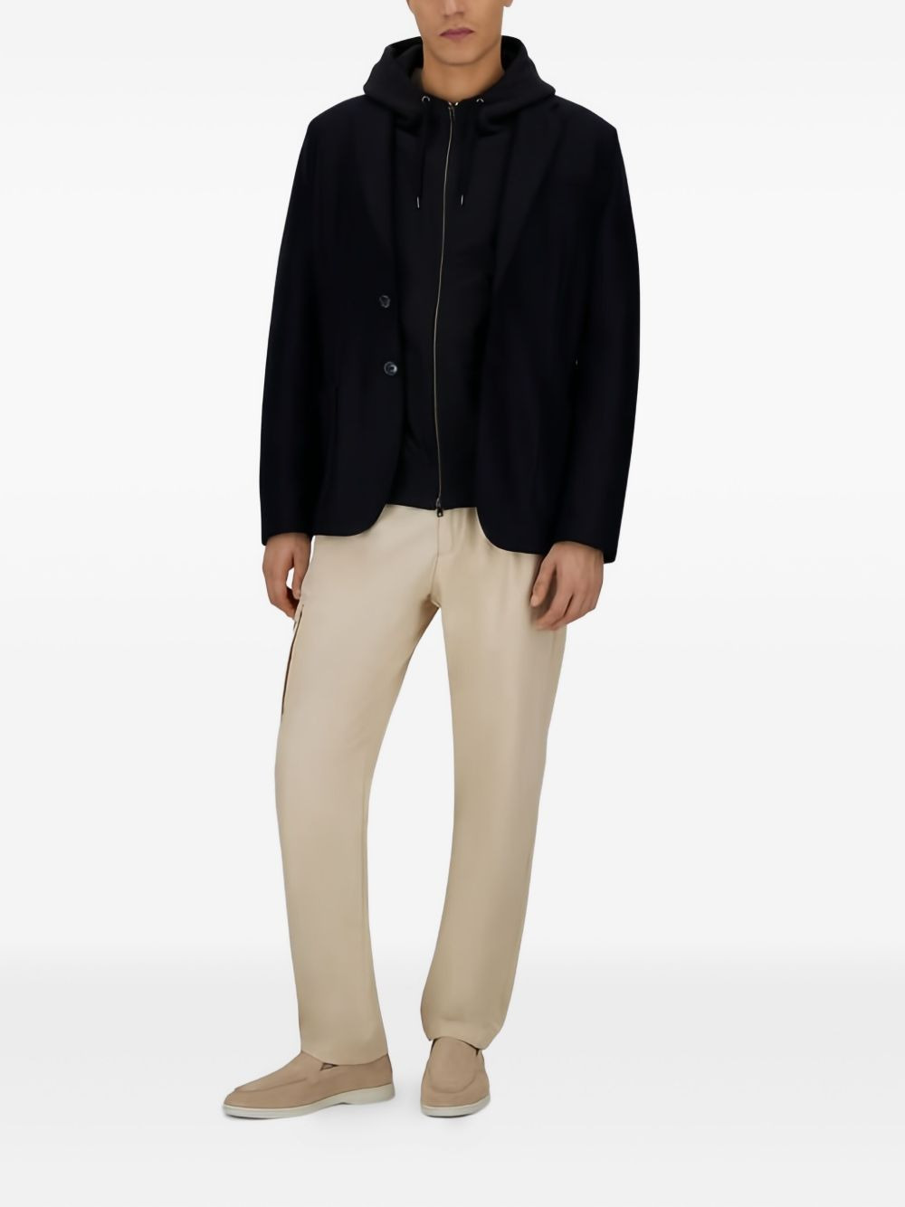 ribbed panelled zip-front hoodie - 2