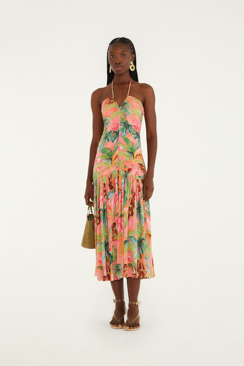Soft Pink Pool Time Ruched Sleeveless Midi Dress 1