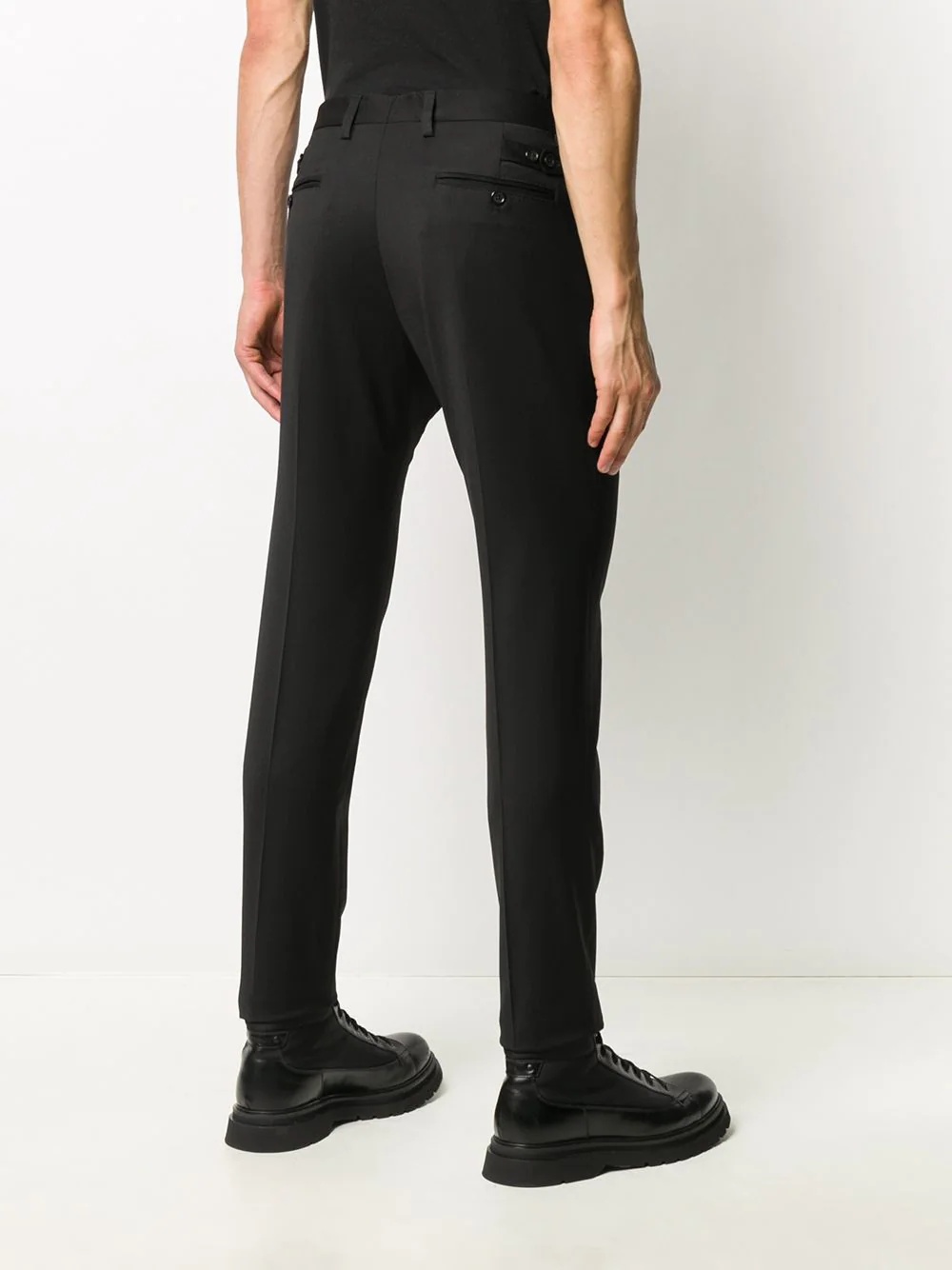 side-strap virgin wool trousers - 4