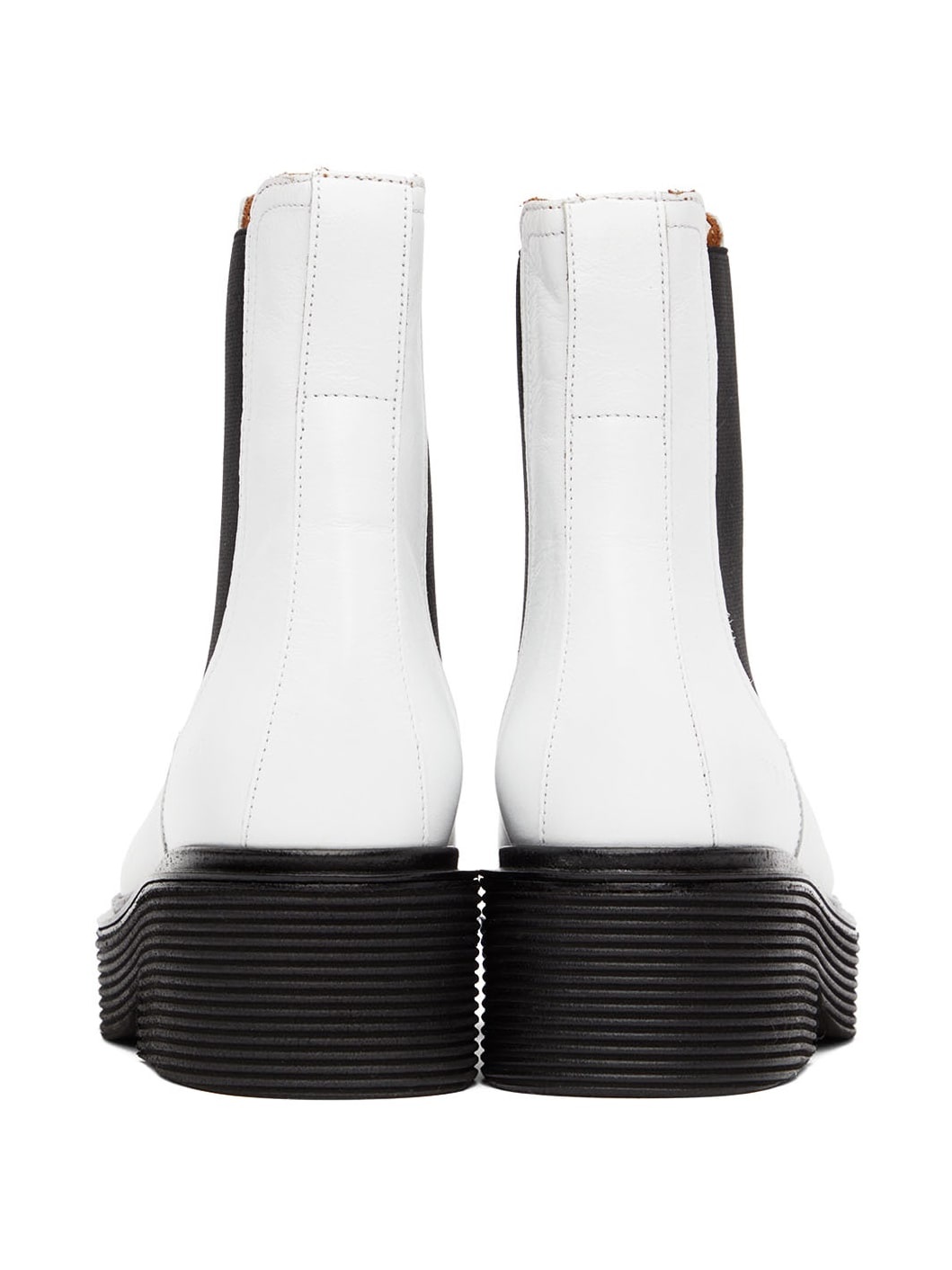 White & Black Leather Chelsea Boots - 2