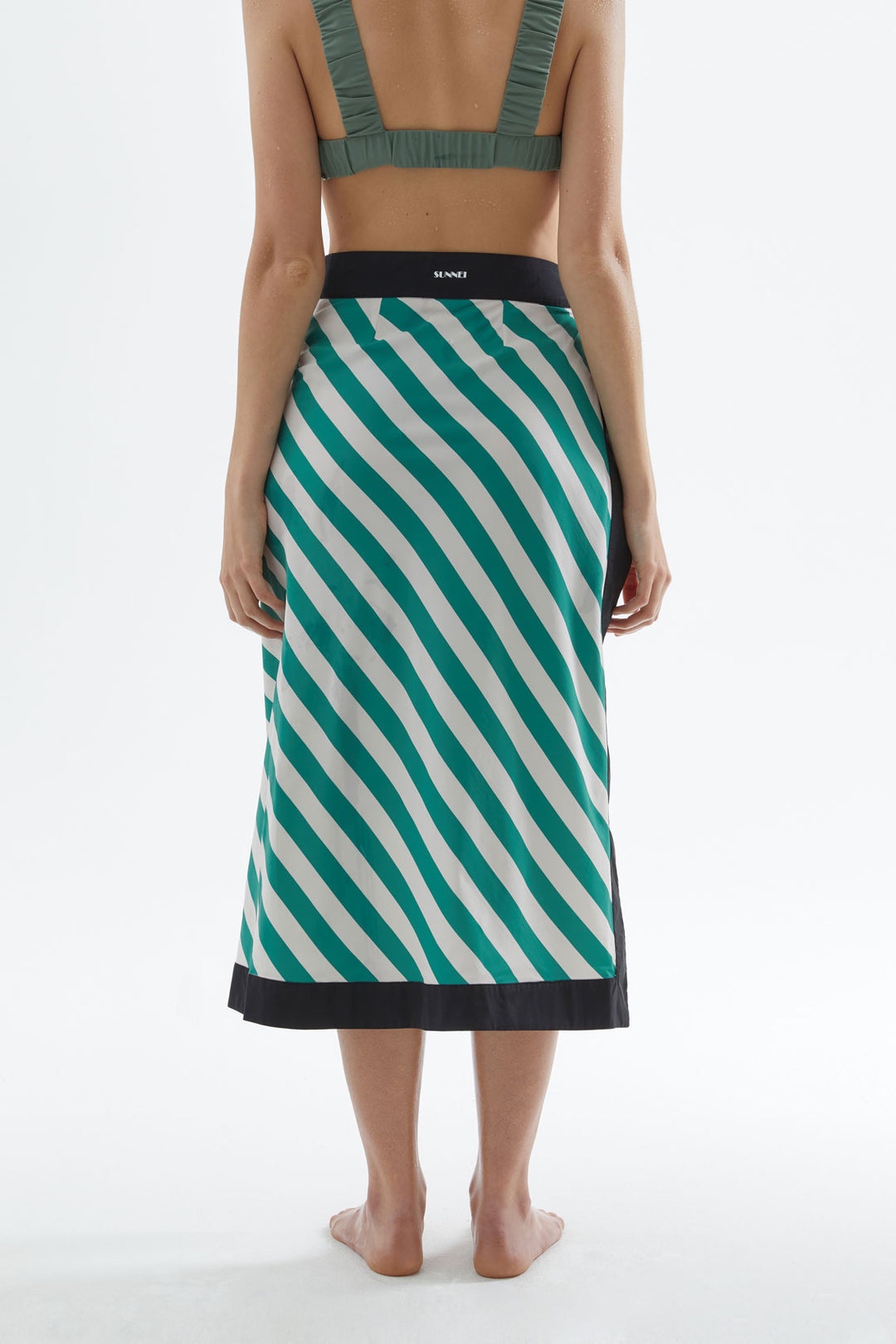 GREEN STRIPED SUN SKIRT - 5