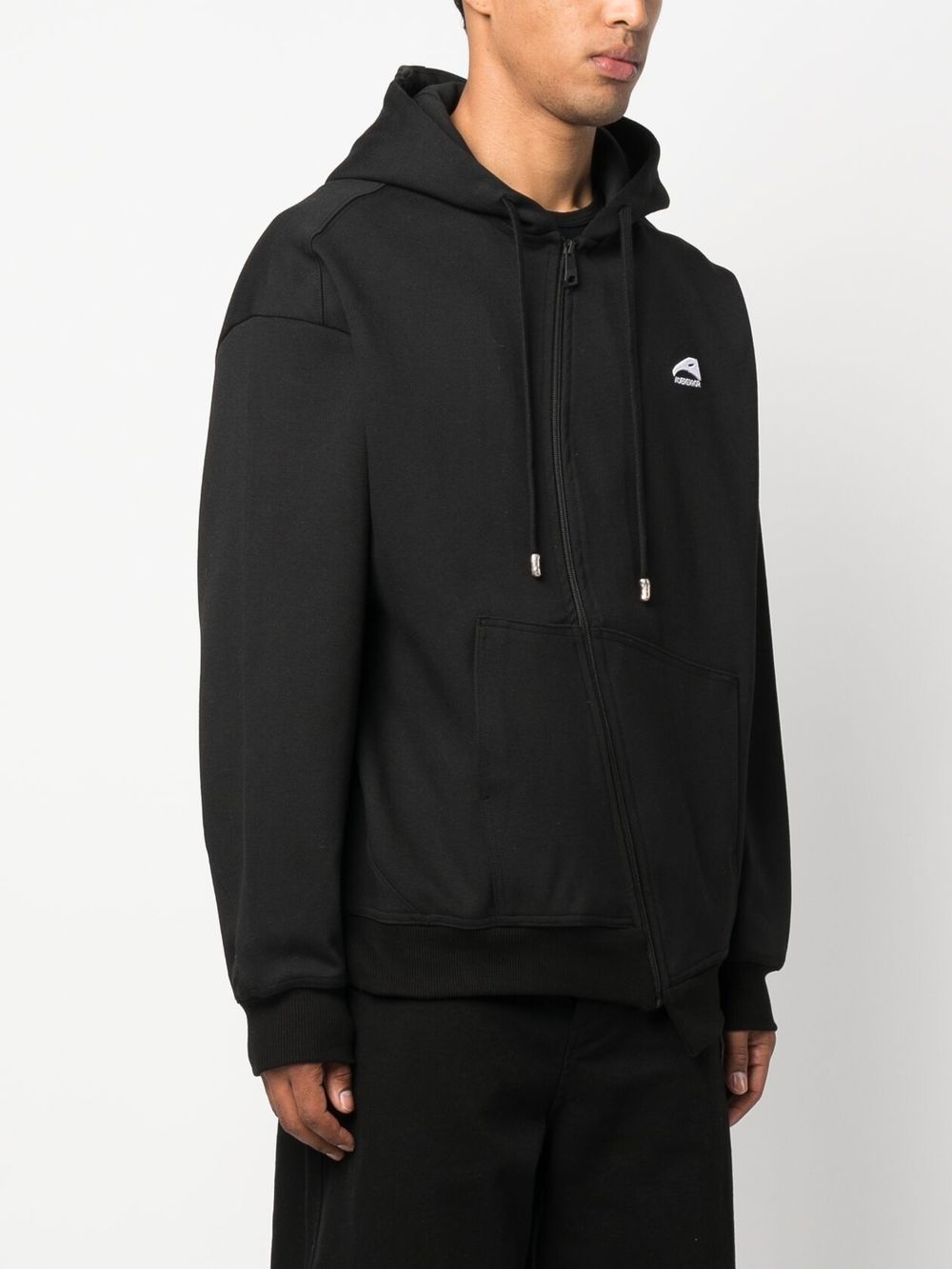 curved-zip long-sleeve hoodie - 4