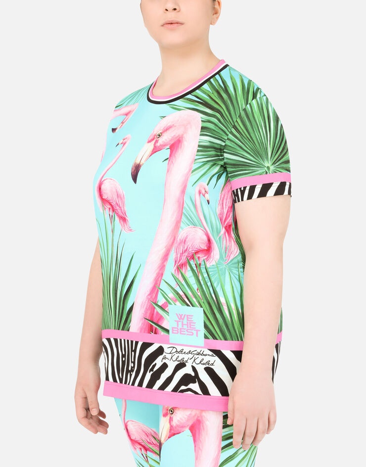 Short-sleeved flamingo-print jersey T-shirt - 4