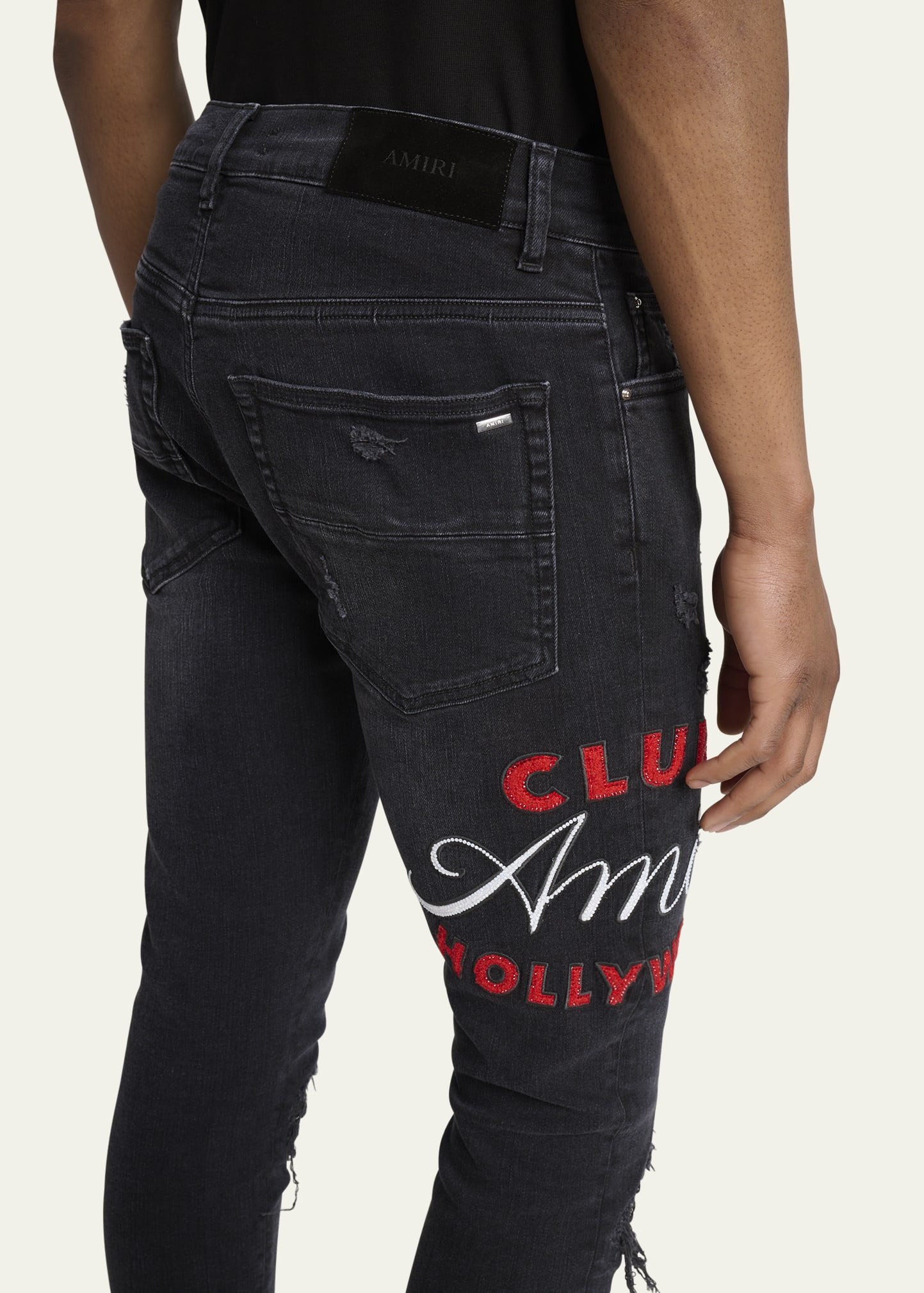 Men's D-Club Applique Distressed Skinny Jeans - 5