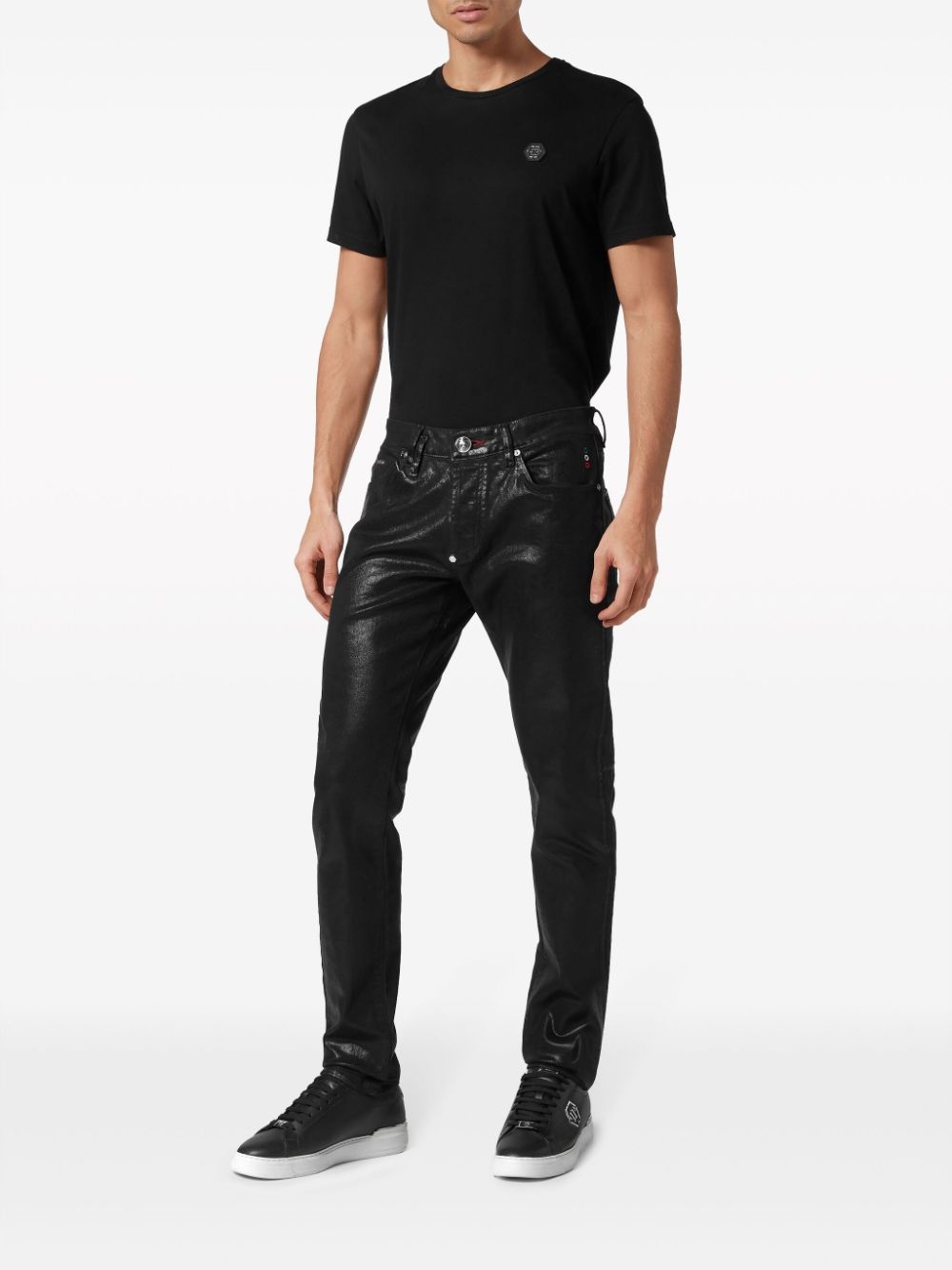 coated-finish straight-leg jeans - 2