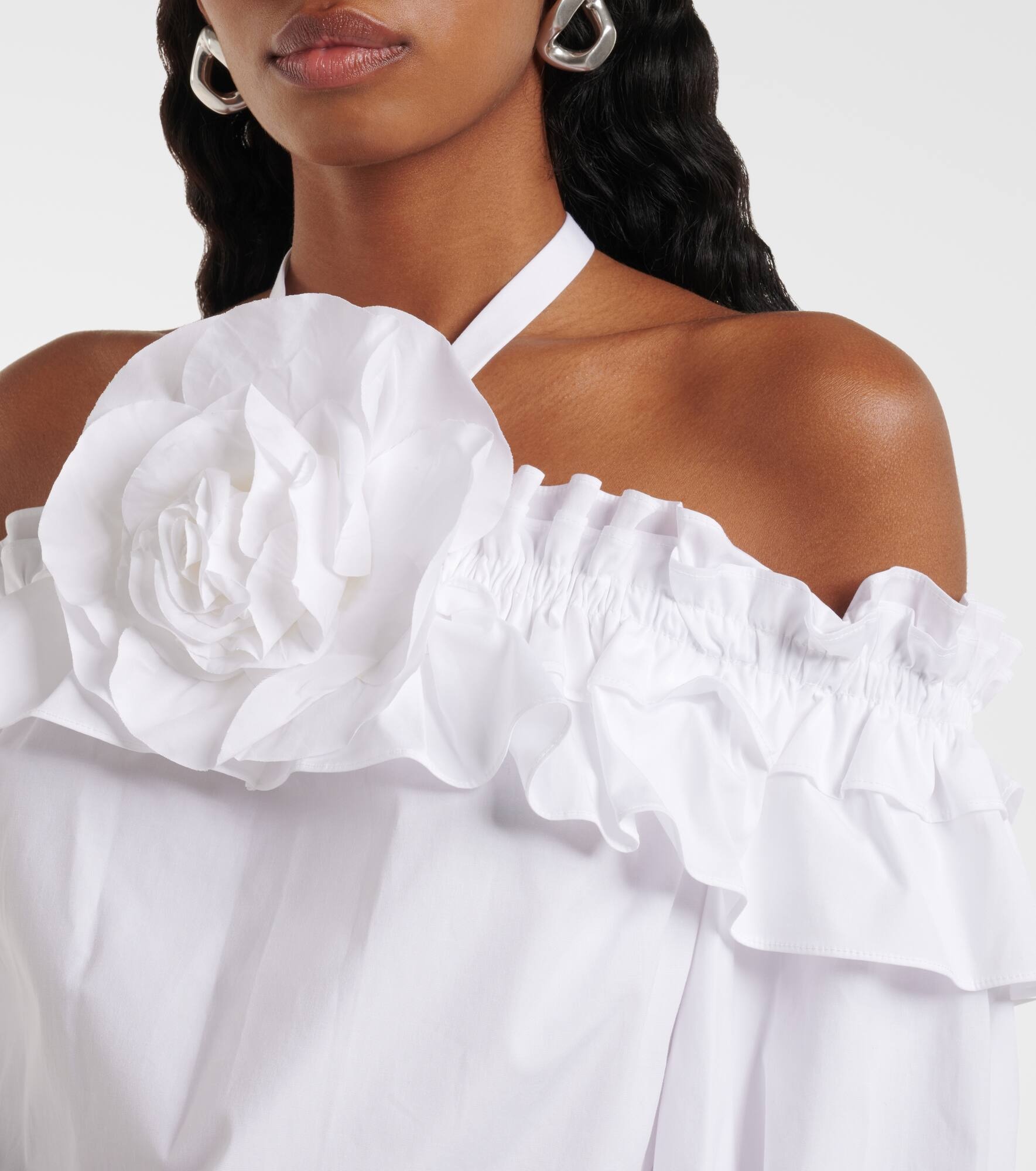 Floral halterneck cotton-blend top - 4