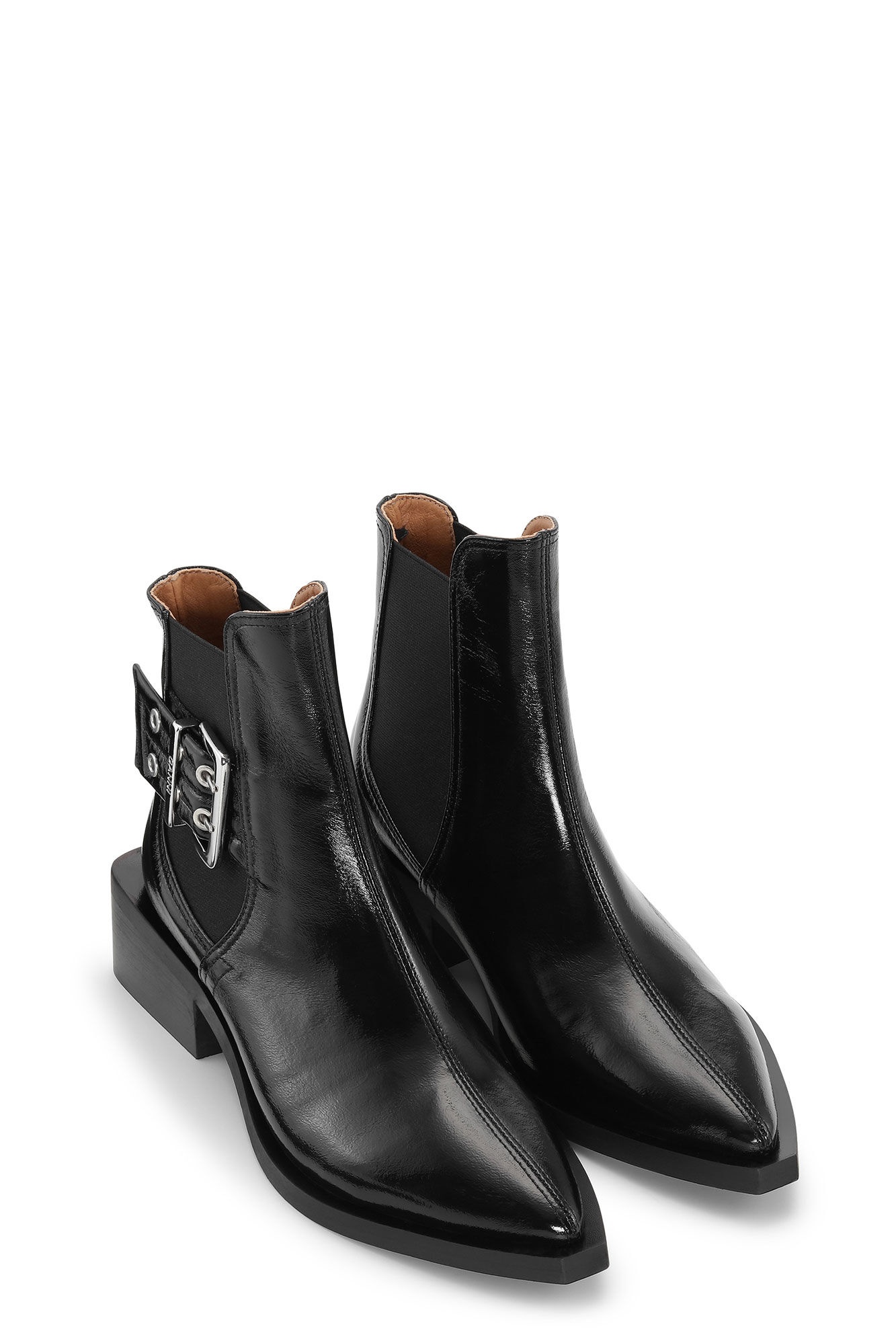 BLACK CHUNKY BUCKLE CHELSEA BOOTS - 3